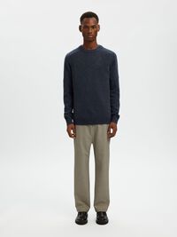 CREW NECK KNITTED JUMPER, Dark Sapphire, highres