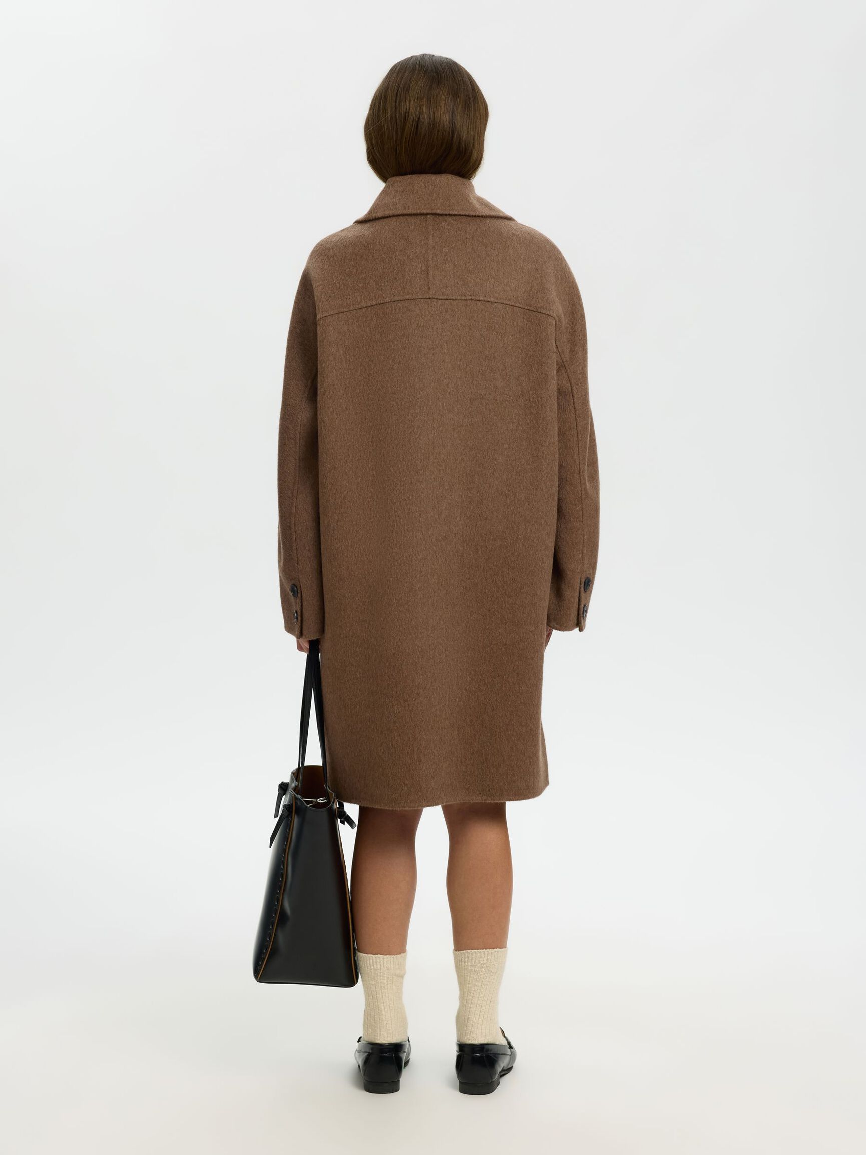 WOOL BLEND COAT, Chocolate Chip, highres