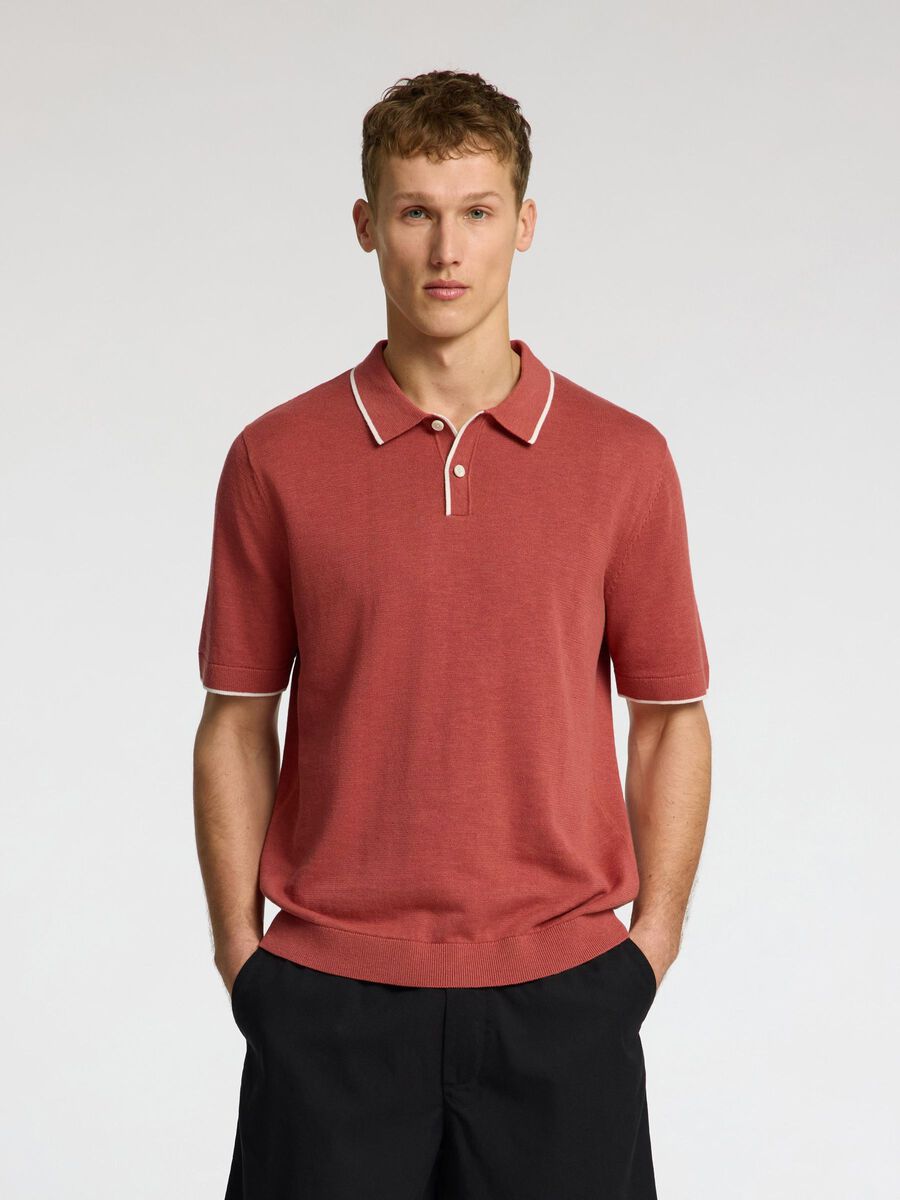 Selected KNITTED POLO SHIRT, Etruscan Red, highres - 16096391_EtruscanRed_1168001_003.jpg