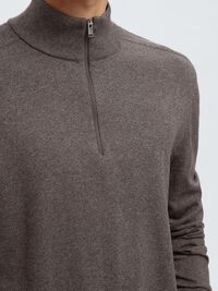 HALF-ZIP KNITTED JUMPER, Morel, highres