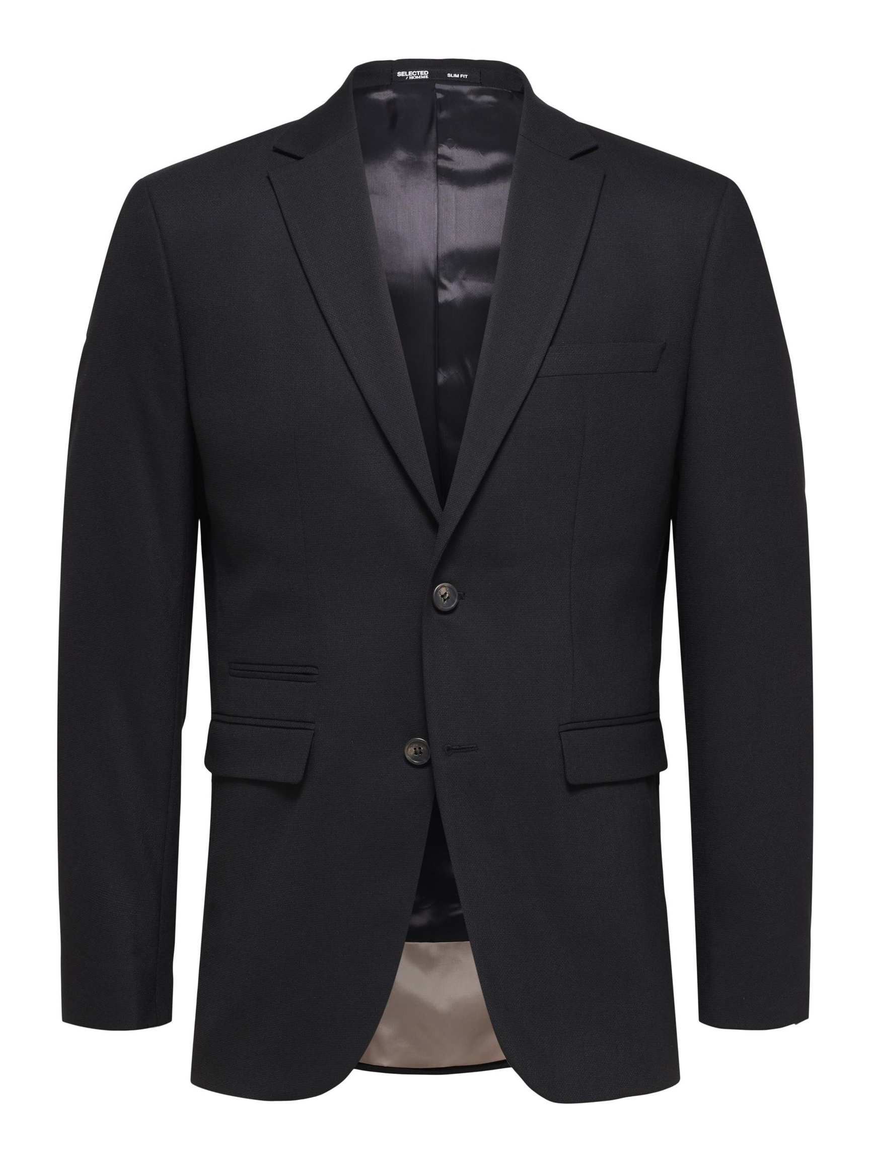 GEWEBTER WOLLGEMISCH BLAZER, Black, highres