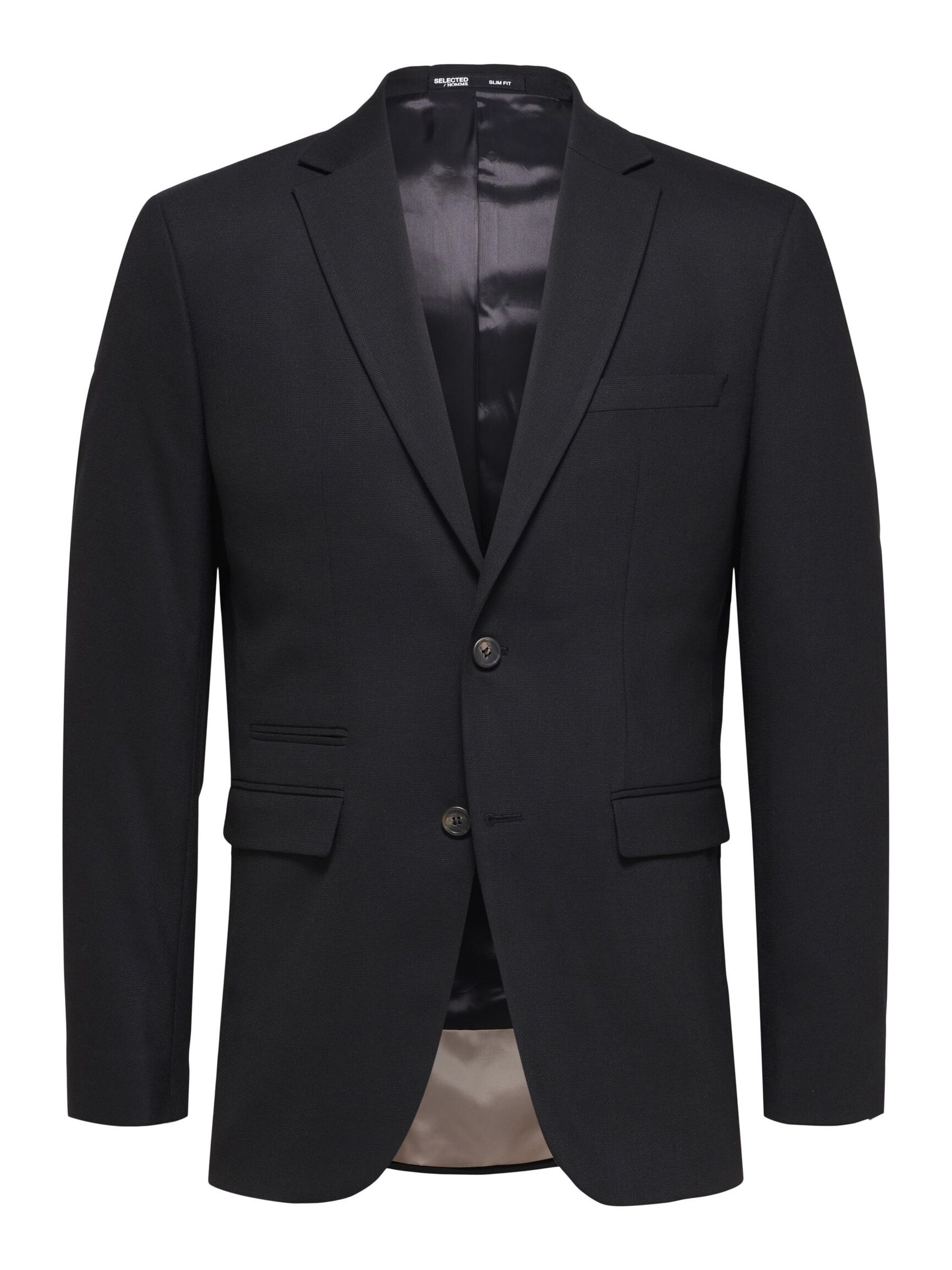 GEWEBTER WOLLGEMISCH BLAZER, Black, highres