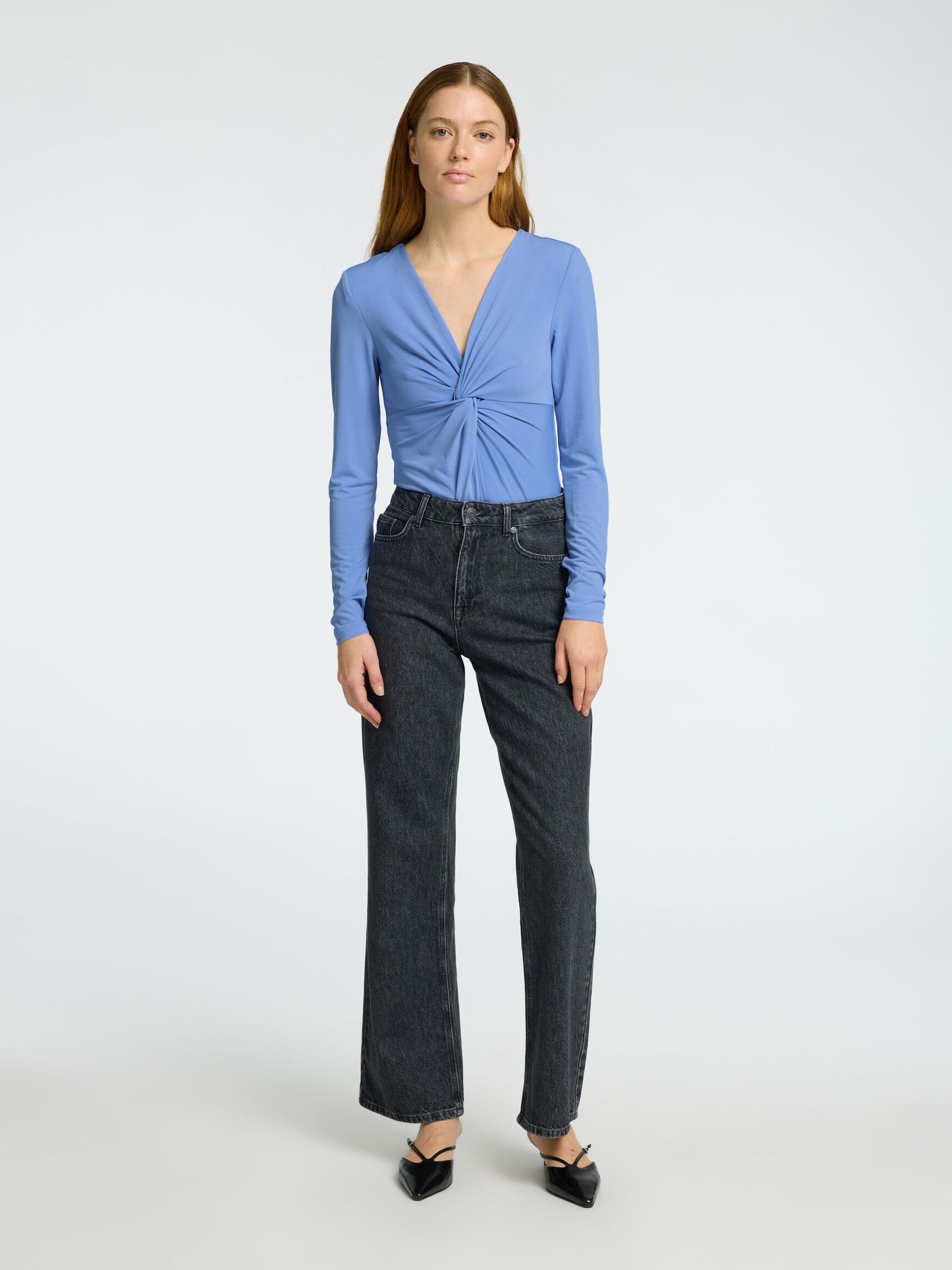 KNUTPRYDD LÅNGÄRMAD BODY, Cornflower Blue, highres