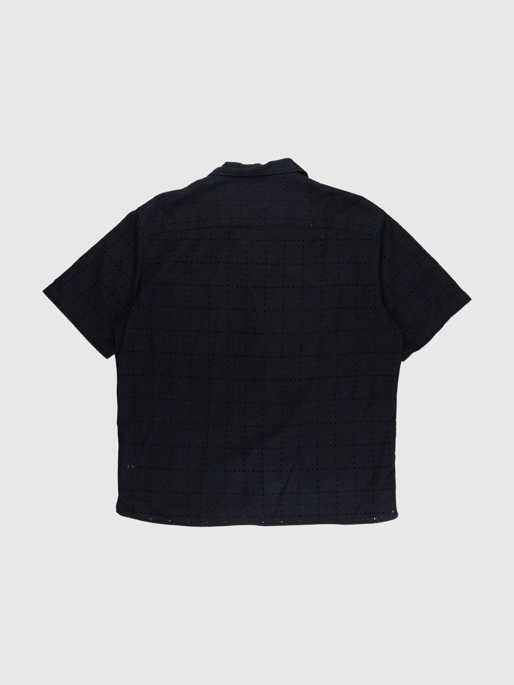 BRODERIE ANGLAISE SHORT SLEEVED SHIRT, Black, highres