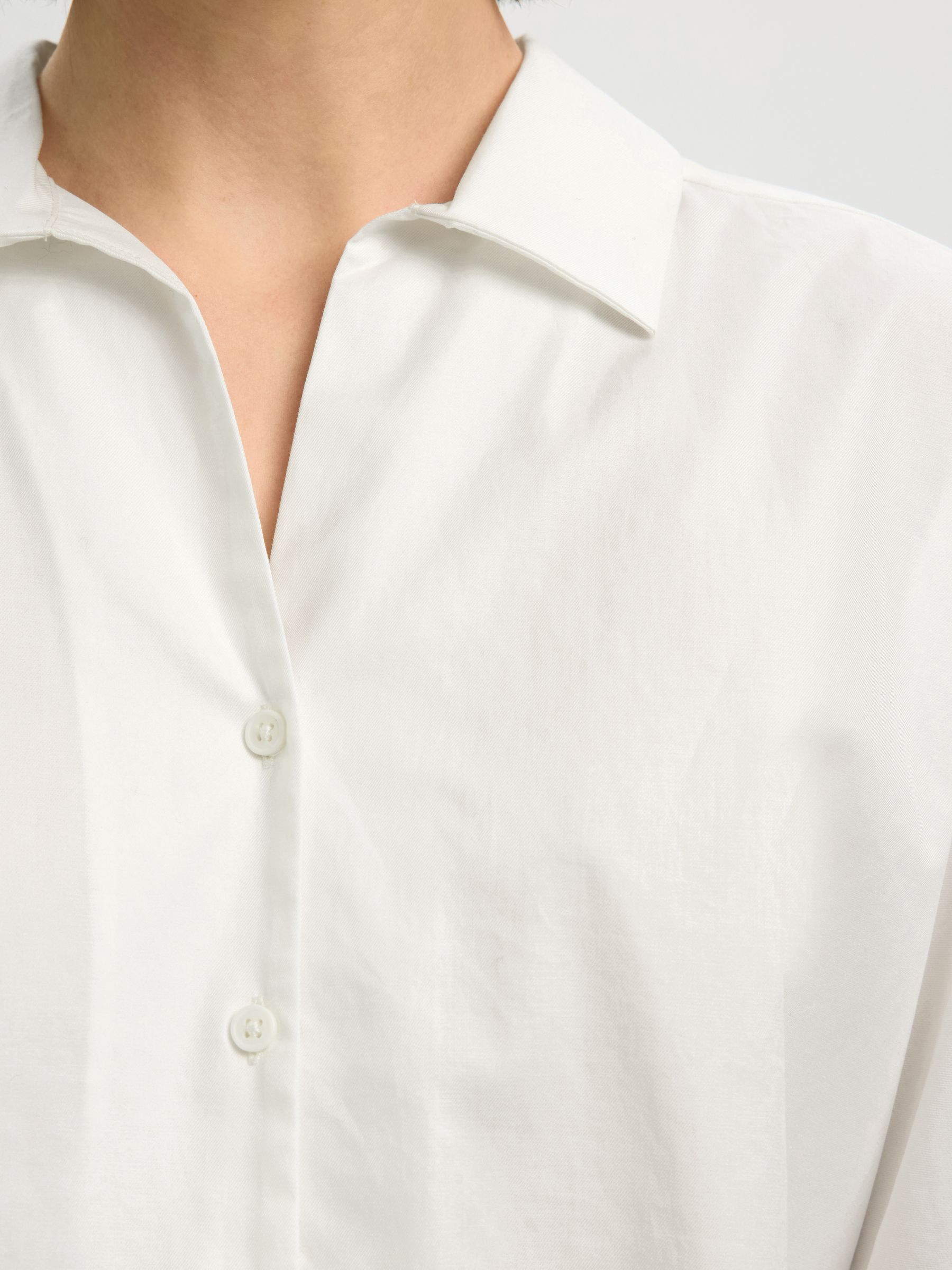 COTTON 3/4 SLEEVED SHIRT, Bright White, highres