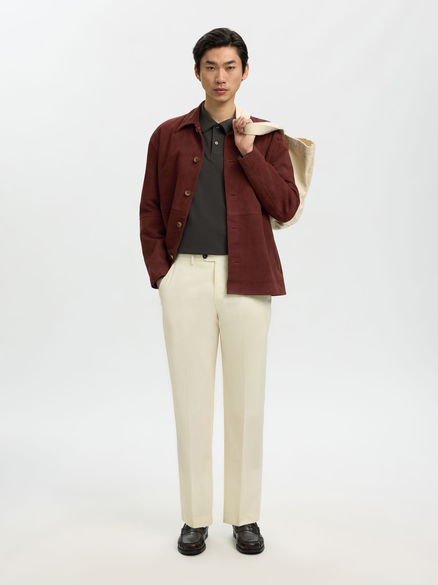 100% SUEDE OVERSHIRT, Cherry Mahogany, highres