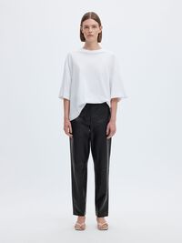 TAPERED LEATHER TROUSERS, Black, highres