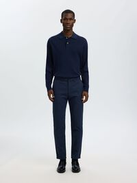 COTTON KNITTED POLO SHIRT, Navy Blazer, highres