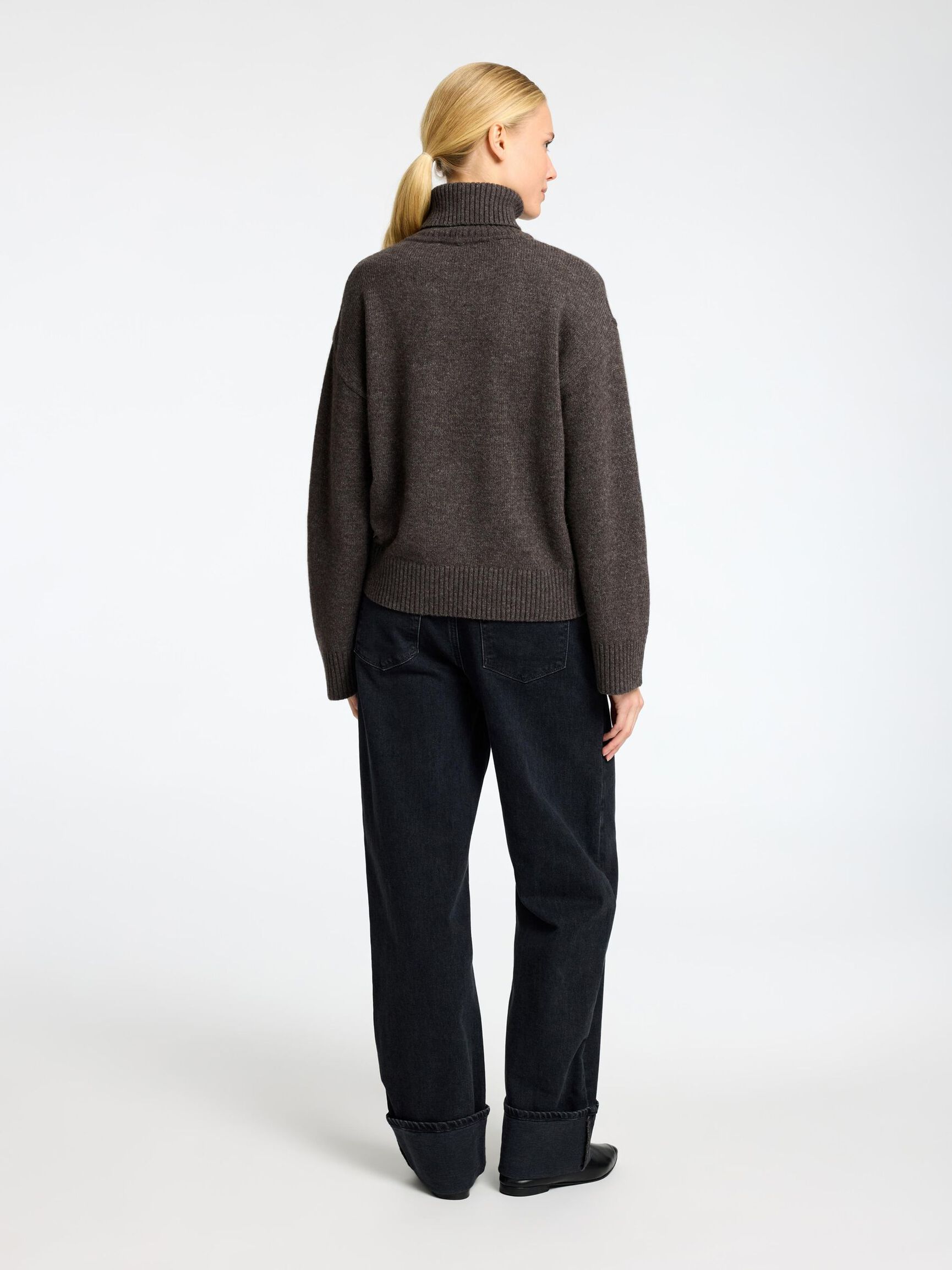 WOLLGEMISCH ROLLKRAGEN PULLOVER, After Dark, highres