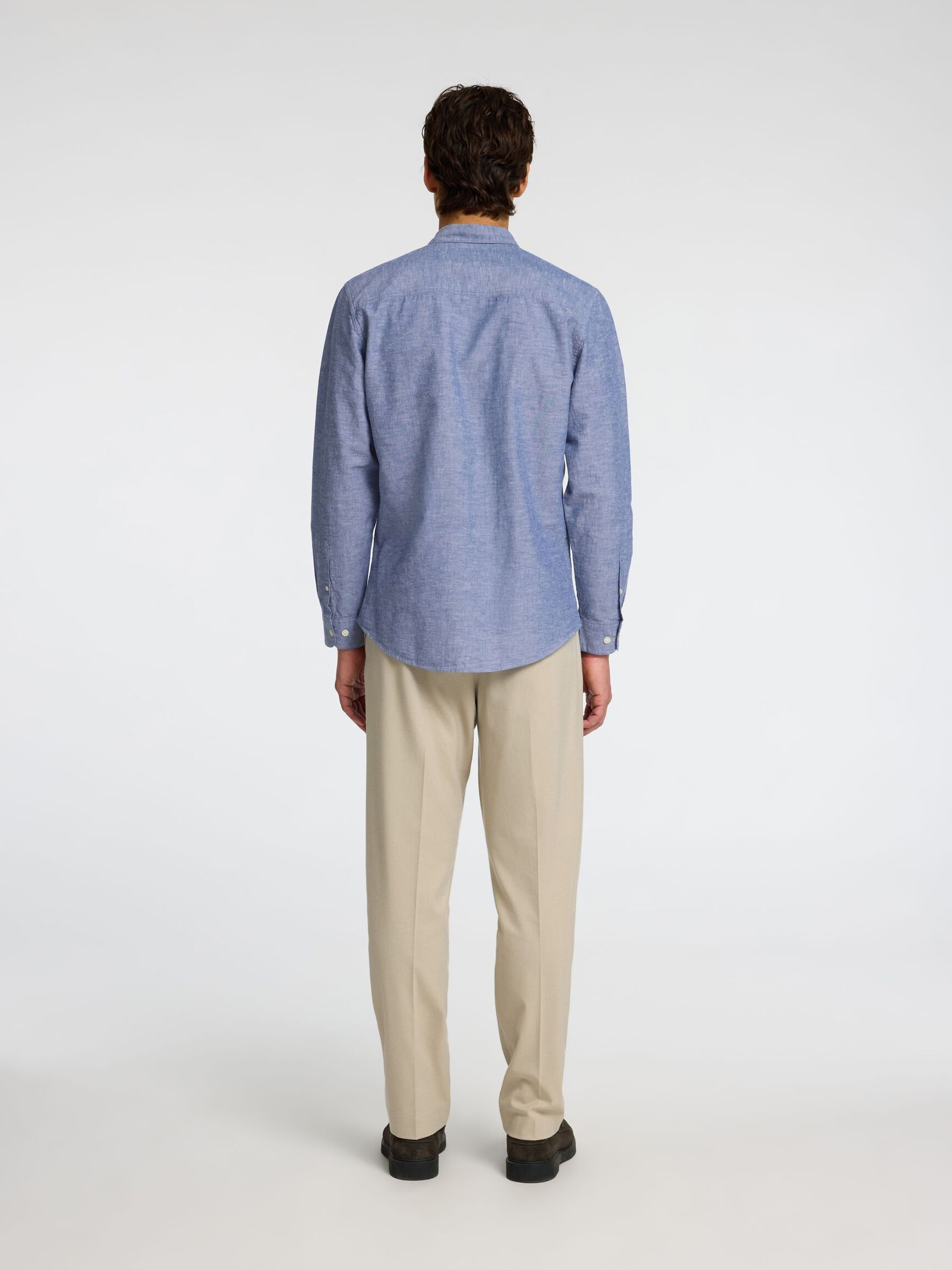 LANGARM HEMD, Medium Blue Denim, highres