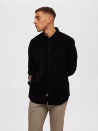 CORDUROY SHIRT, Black, highres