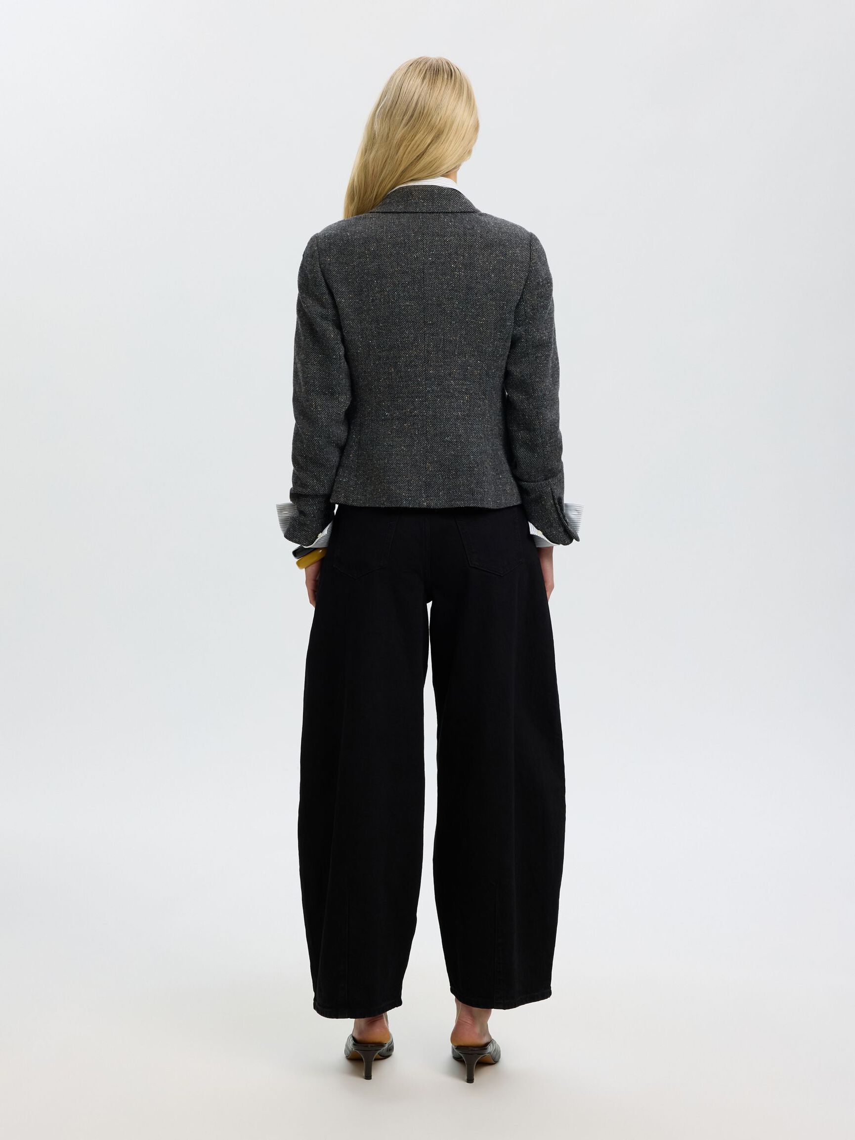 LAINE MÉLANGÉE - COURT BLAZER, Black, highres