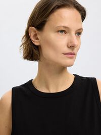 KOSZULKA BEZ RĘKAWÓW, Black, highres