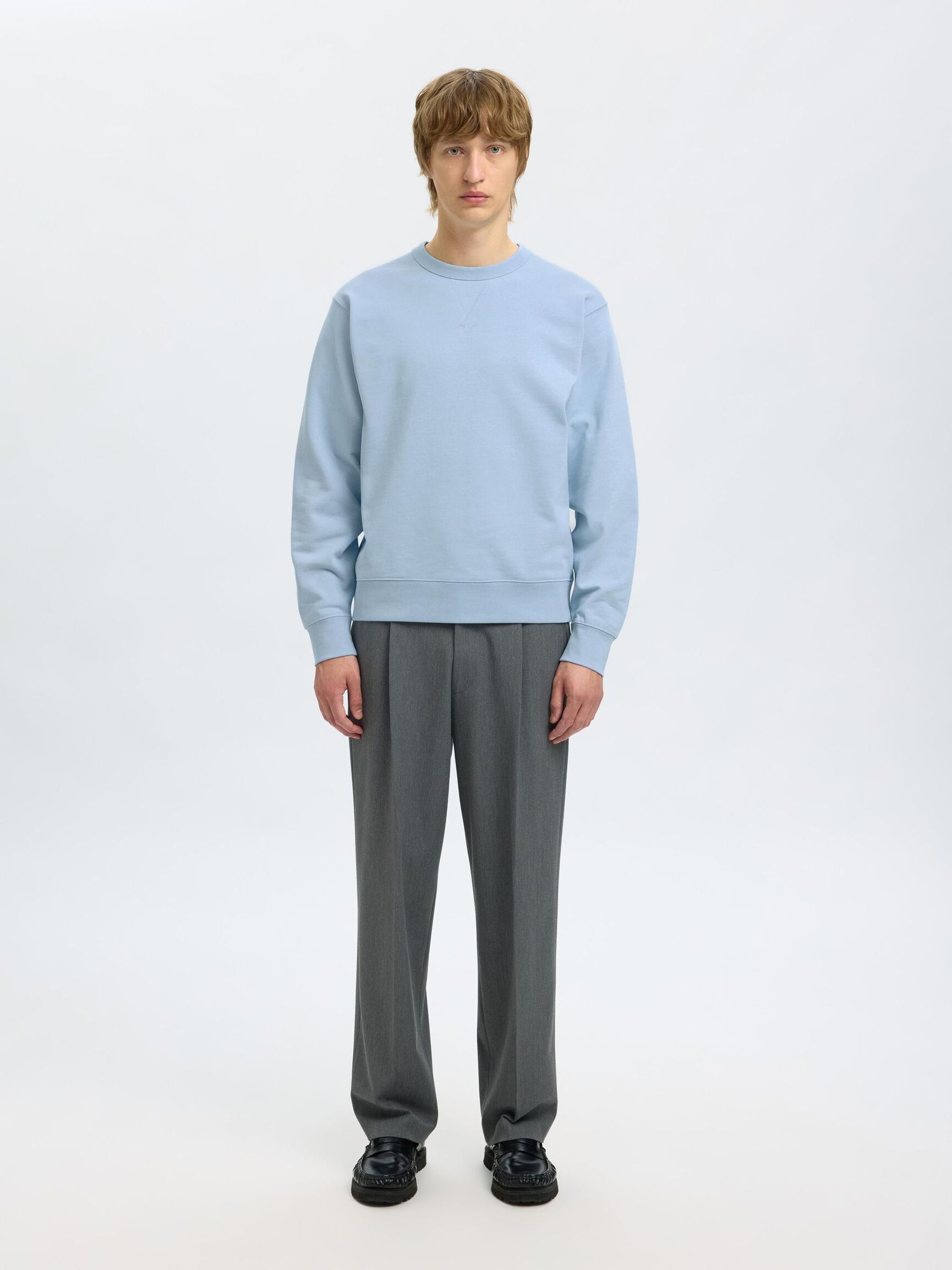100% COTTON SWEATSHIRT, Cashmere Blue, highres