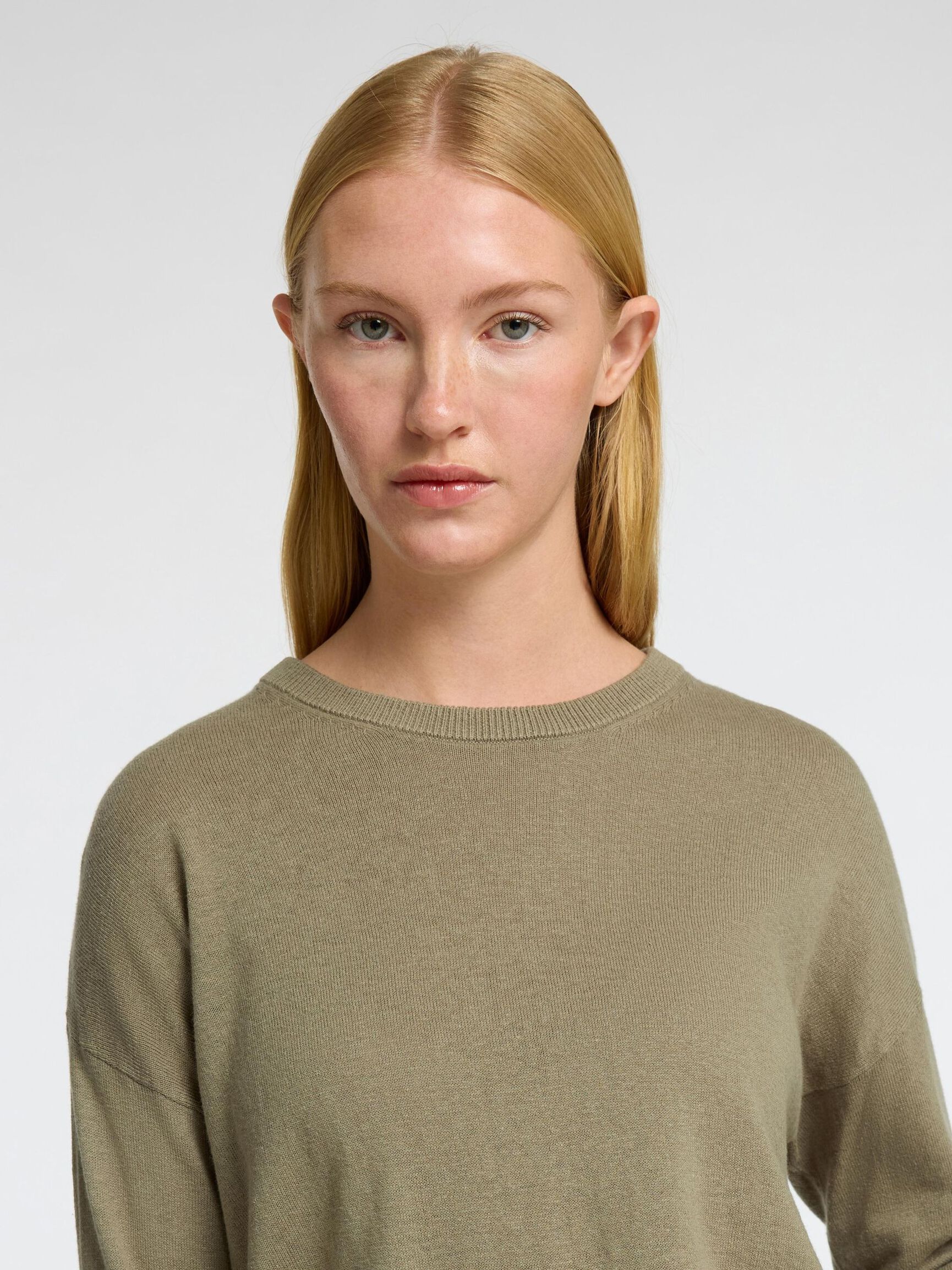 LINEN BLEND KNITTED JUMPER, Vetiver, highres