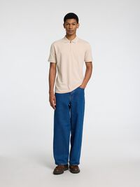 SHORT SLEEVED POLO SHIRT, Oatmeal, highres