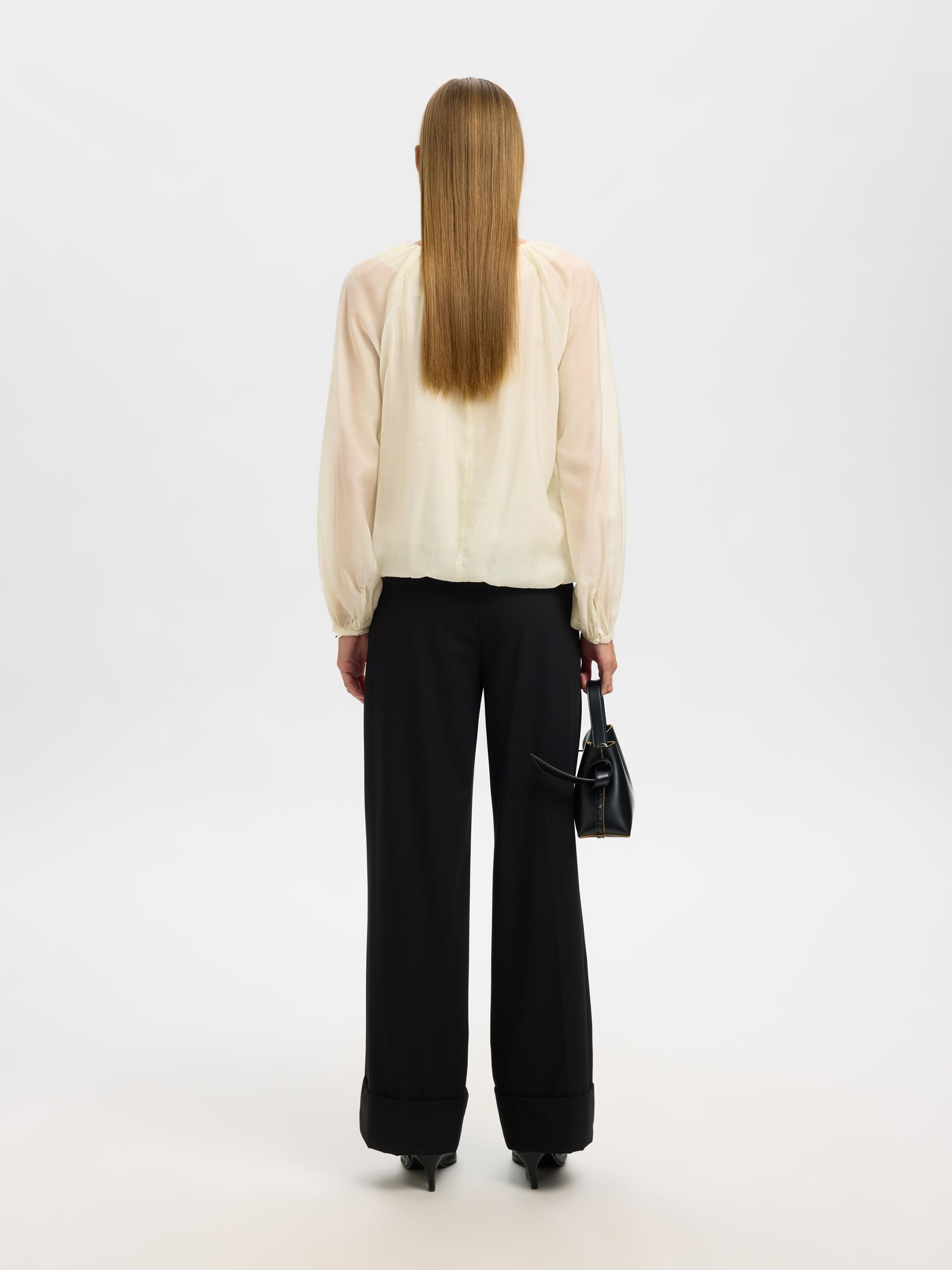 SEMI SHEER LONG SLEEVED BLOUSE, Angora, highres