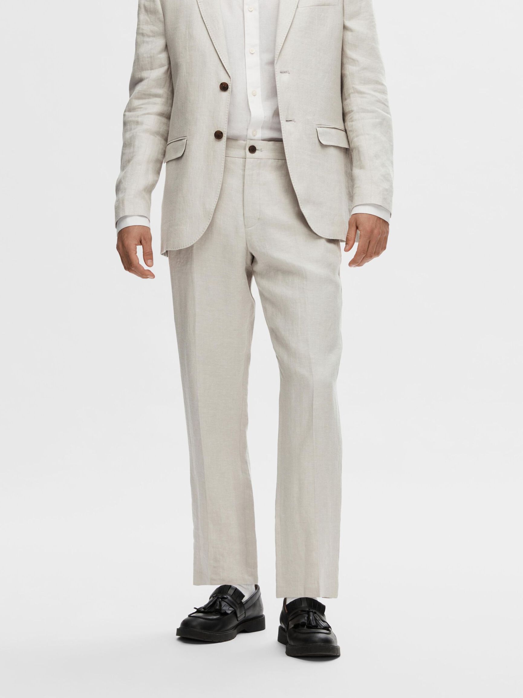 100% LINEN SUIT TROUSERS, Sand, highres