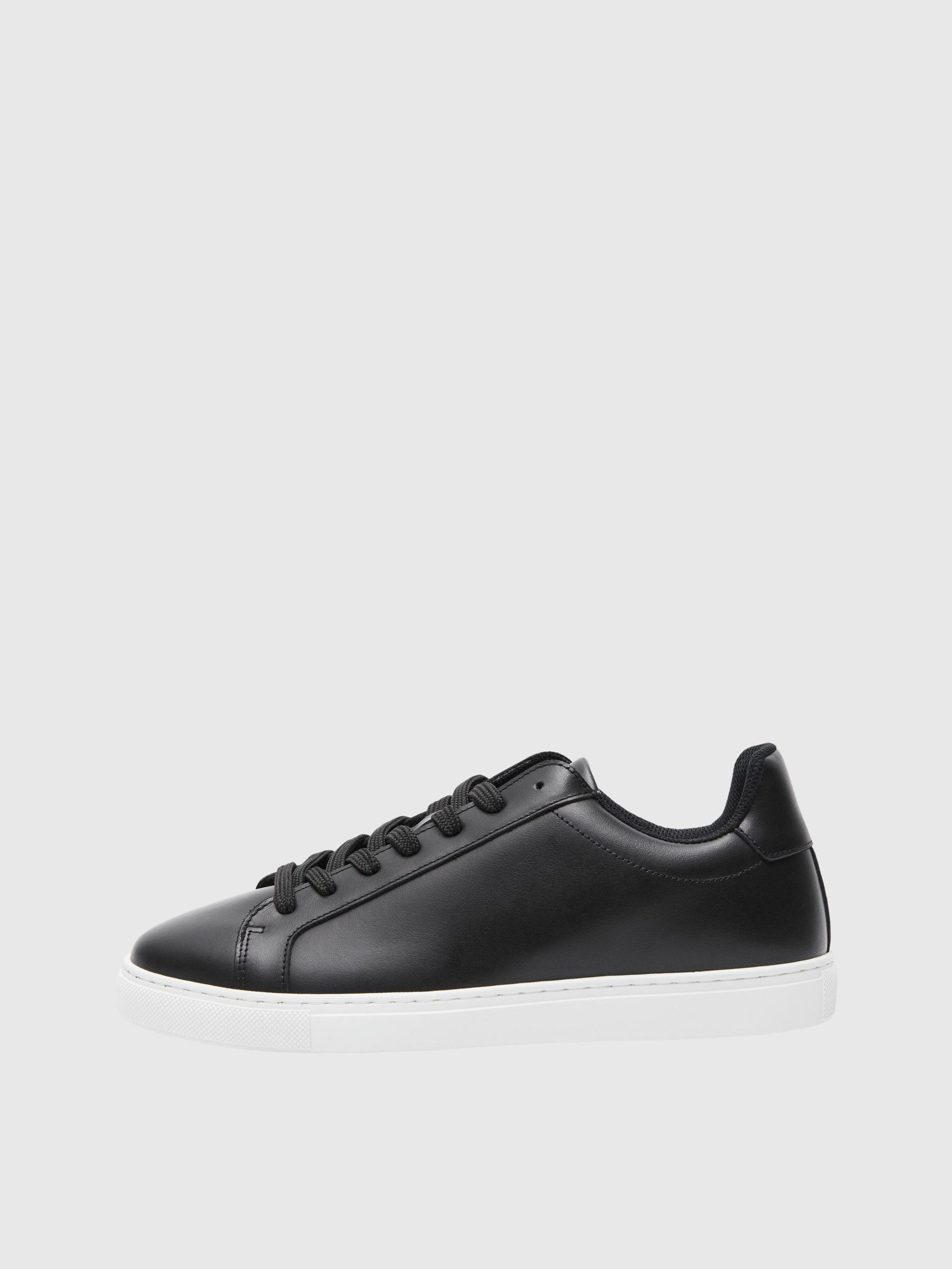 LÆDER SNEAKERS, Black, highres