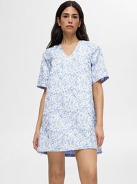 FLORAL PRINTED MINI DRESS, Sky Blue, highres