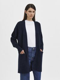 LONG KNITTED CARDIGAN, Dark Sapphire, highres