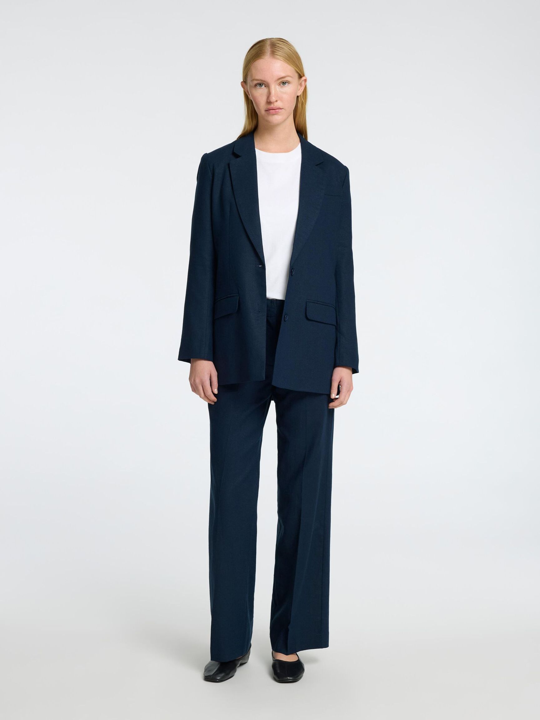 AFSLAPPET PASFORM ENKELTRADET BLAZER, Dark Sapphire, highres