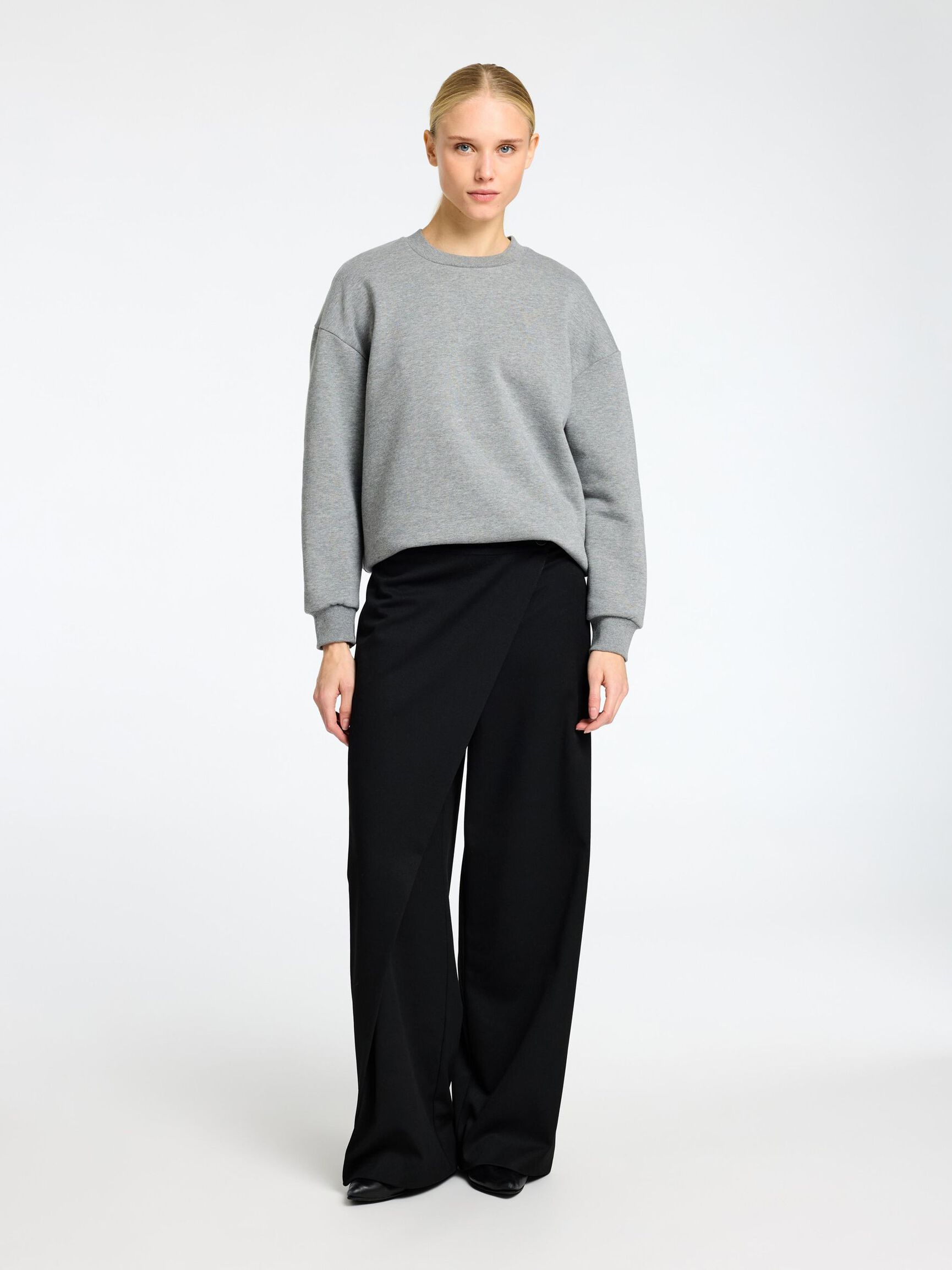 LANGE MOUWEN SWEATSHIRT, Medium Grey Melange, highres