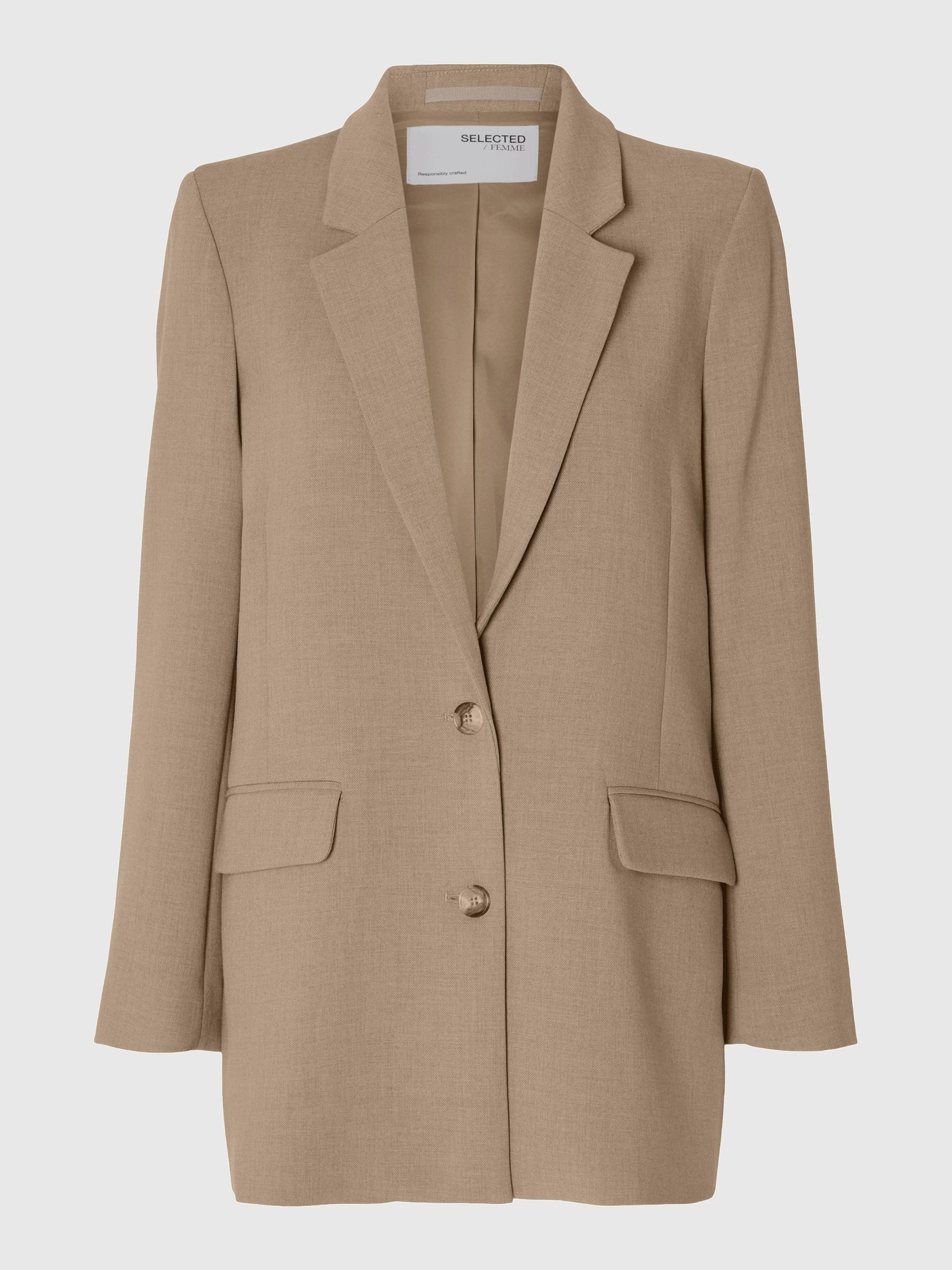 VISKOSEBLANDING AVSLAPPET BLAZER, Camel, highres