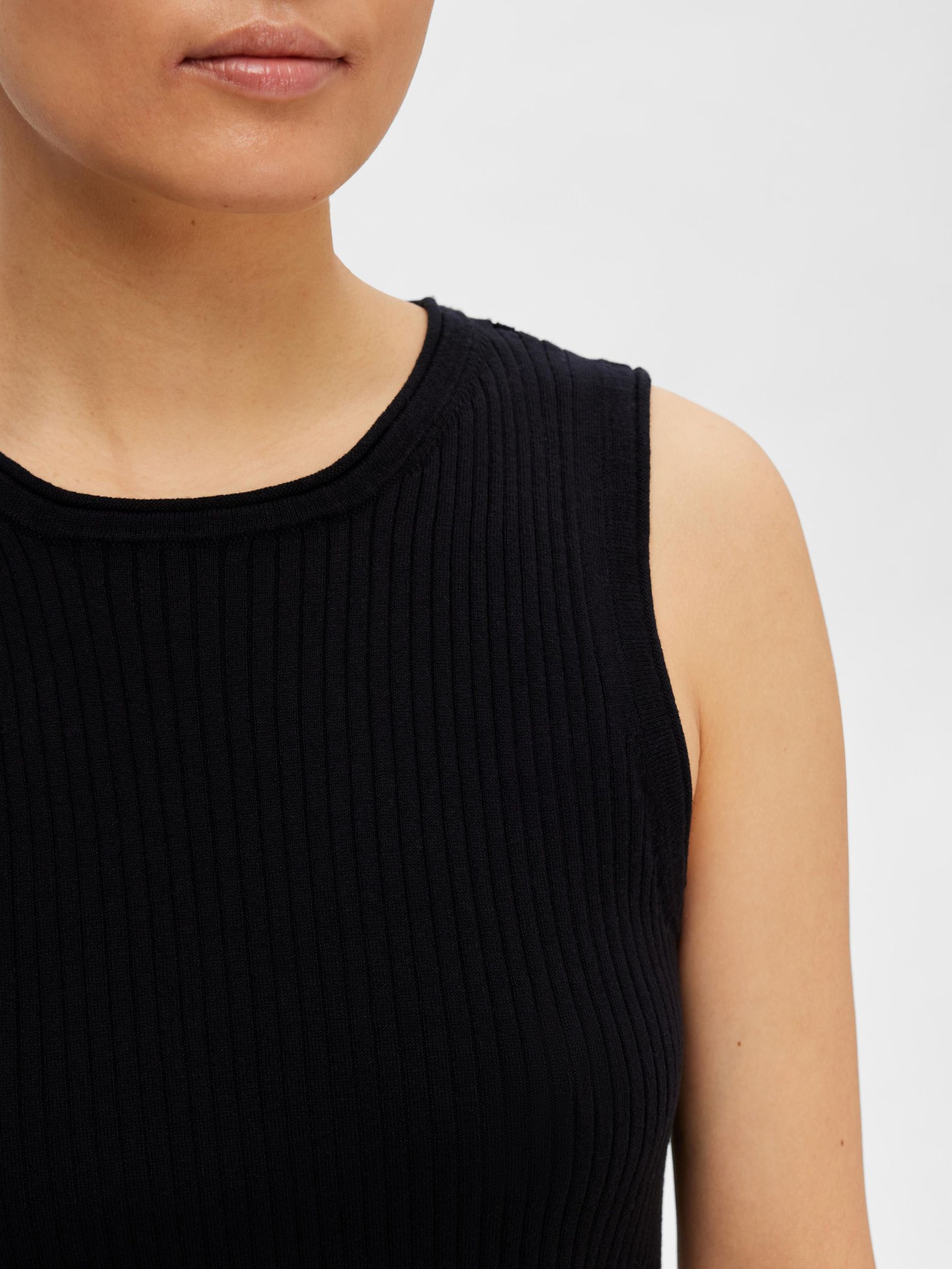 SANS MANCHES TOP EN MAILLE, Black, highres
