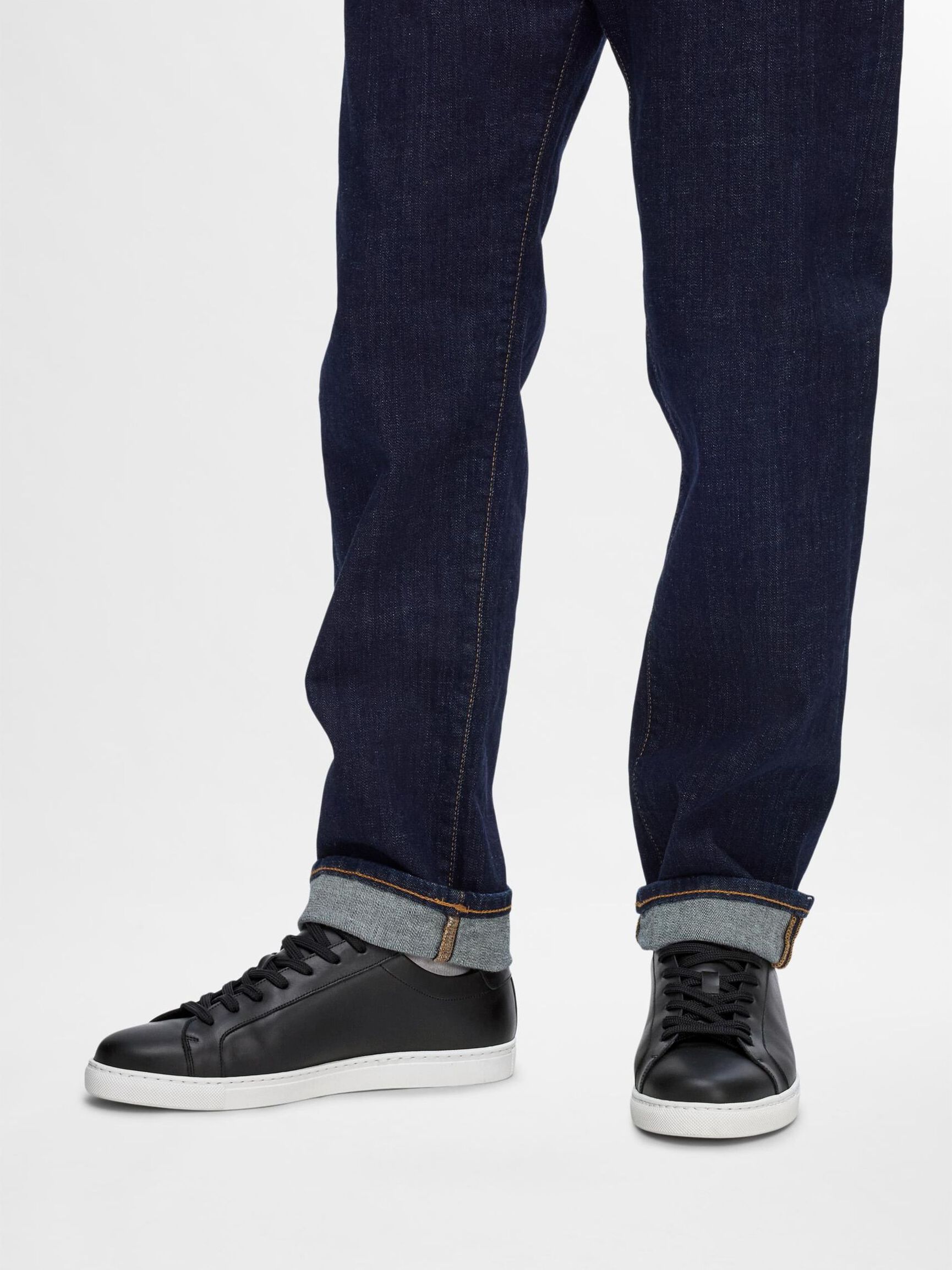LEDER SNEAKERS, Black, highres