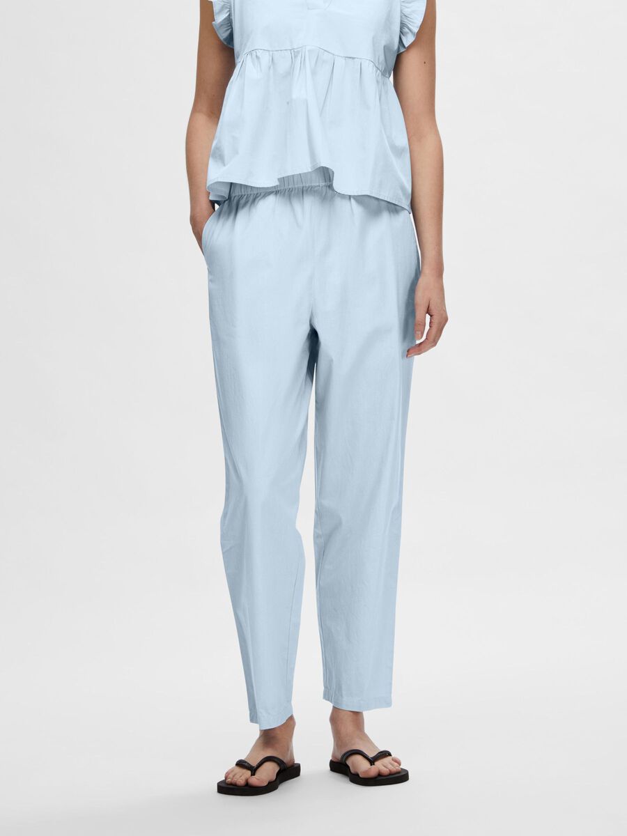 Selected BOMULL BUKSER MED HØY MIDJE, Cashmere Blue, highres - 16094339_CashmereBlue_003.jpg