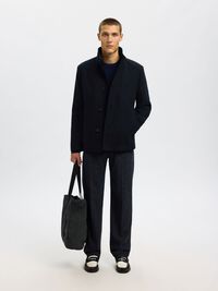 WOOL BLEND JACKET, Black, highres