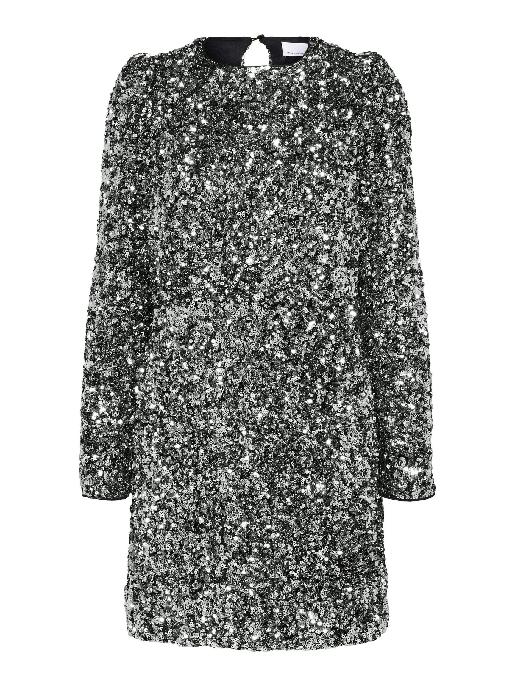SEQUIN MINI DRESS, Silver, highres