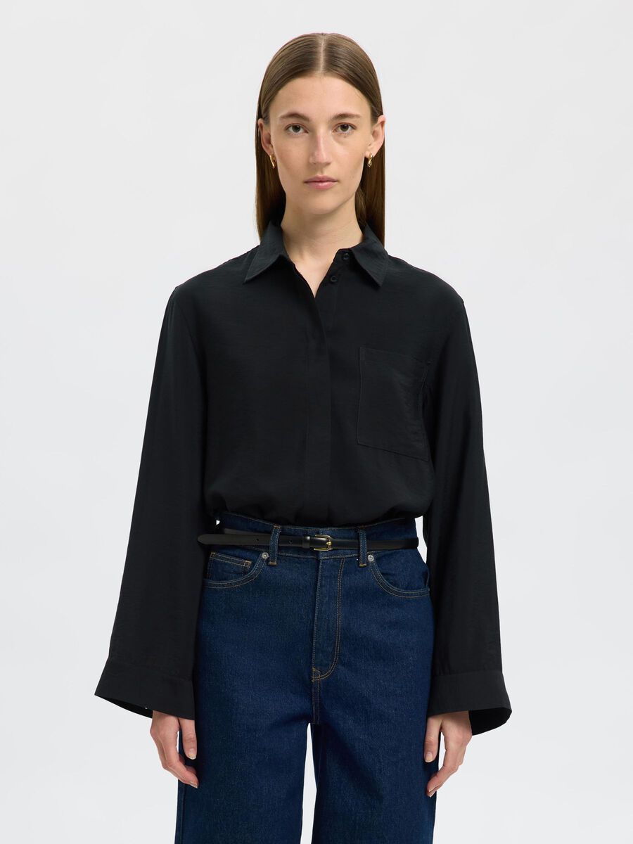 Product tile image - VISCOSE BLEND SHIRT, Black | 16098124_Black