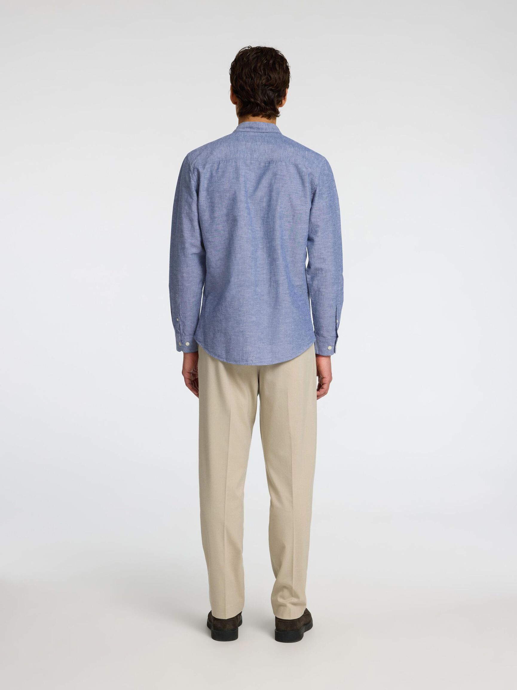 LONG SLEEVED SHIRT, Medium Blue Denim, highres