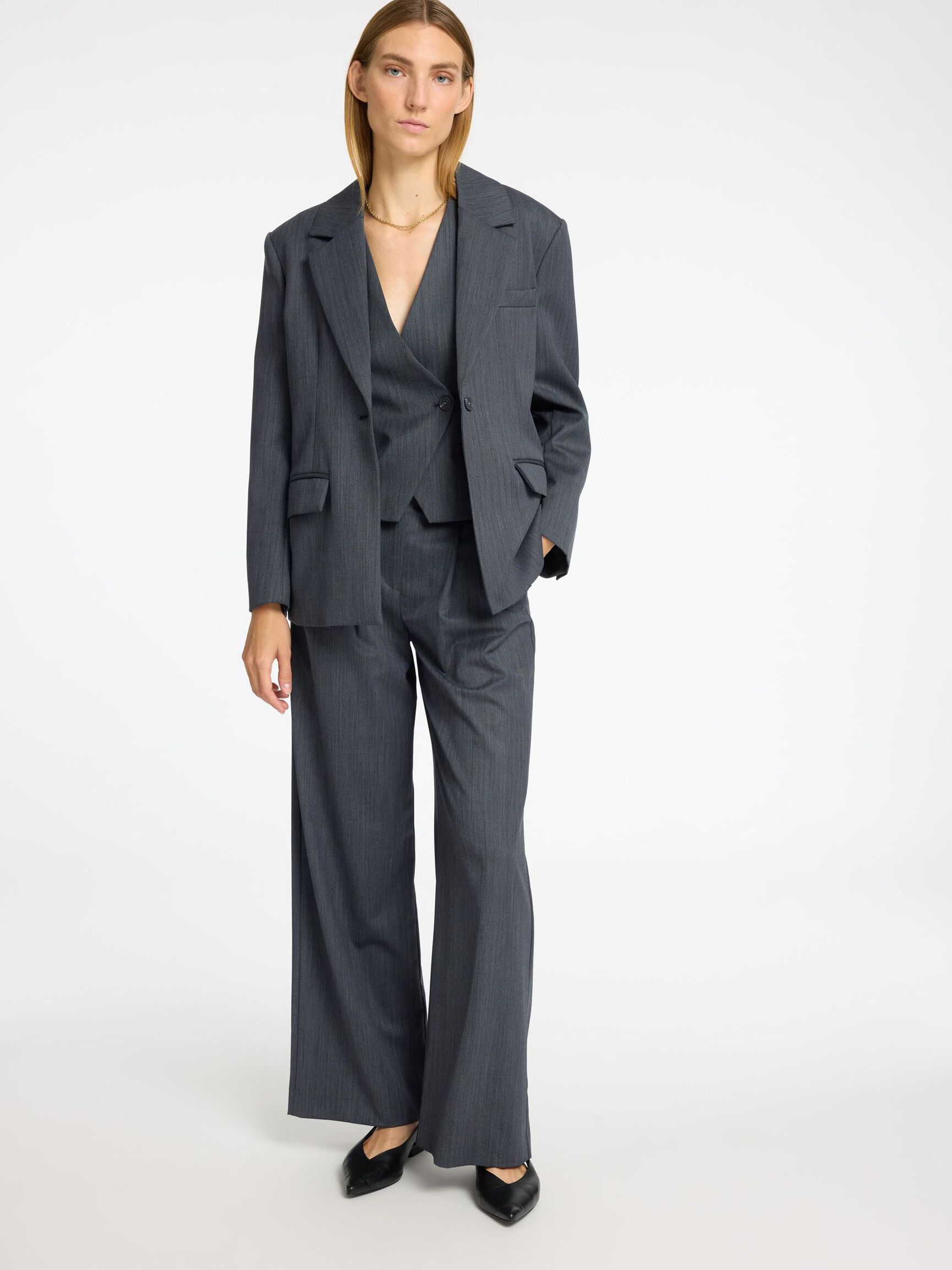 LAINE MÉLANGÉE PANTALON DE COSTUME, Steel Gray, highres