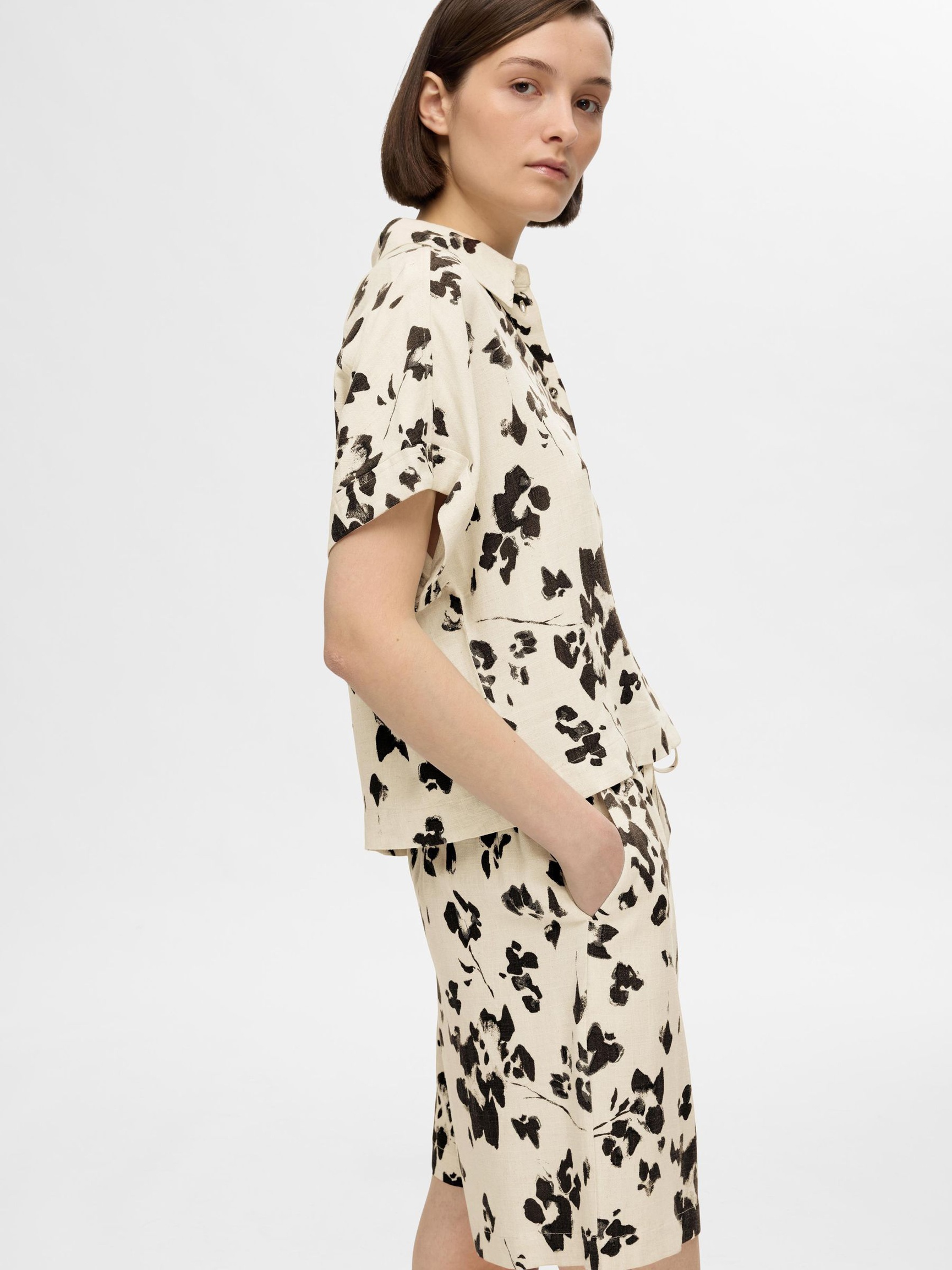 PRINTED LOOSE FIT SHORTS, Black, highres