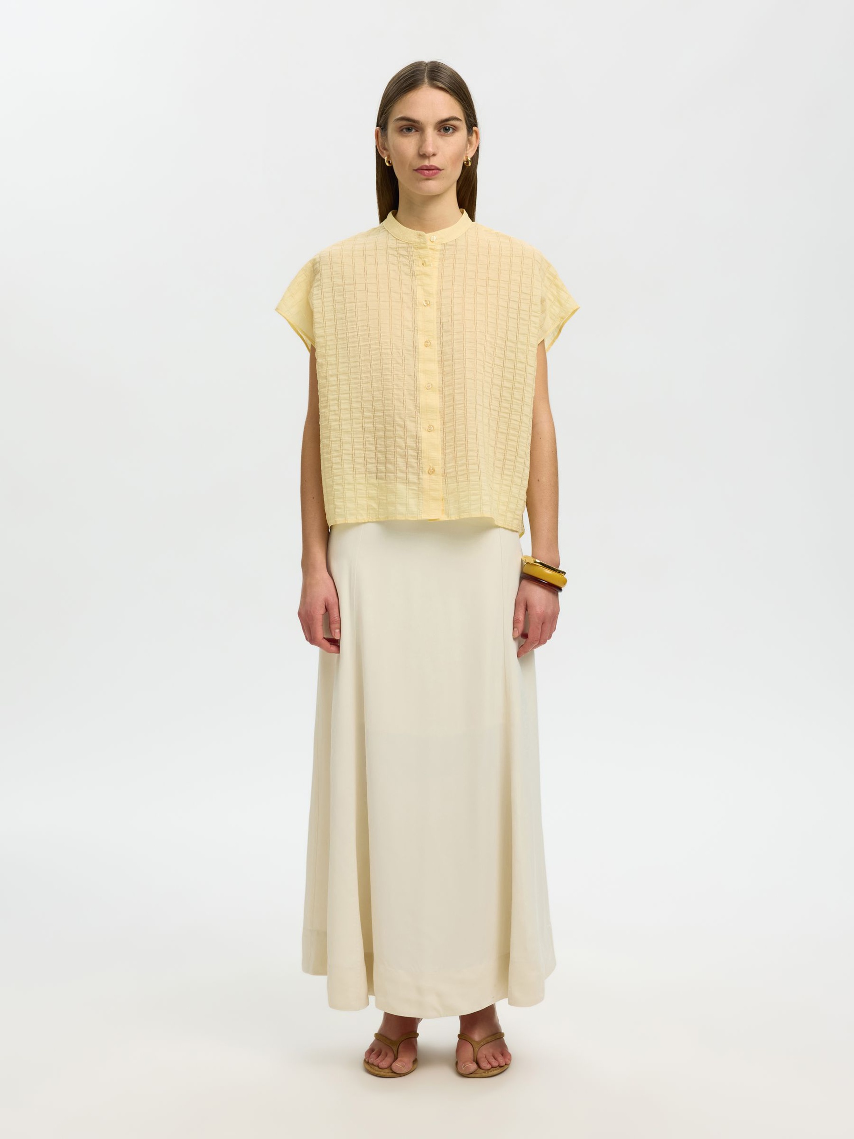 OVERSIZED SHORT SLEEVED SHIRT, Italian Straw, highres