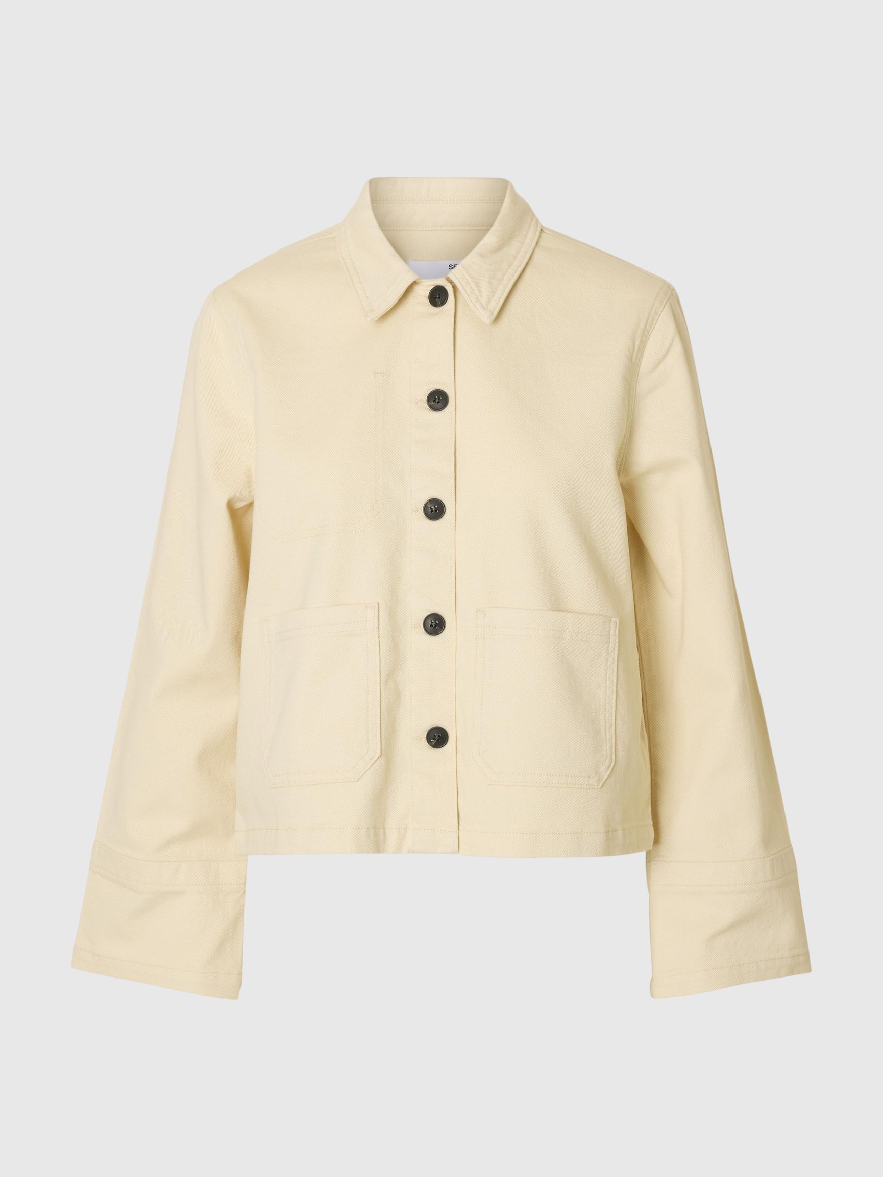 CROPPED DENIM JACKET, Birch, highres