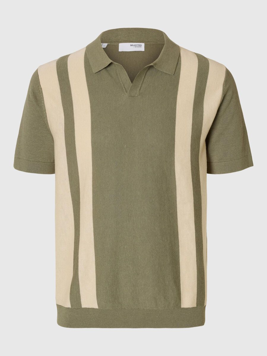 Selected SHORT SLEEVED KNITTED POLO SHIRT, Vetiver, highres - 16096197_Vetiver_1151789_001.jpg