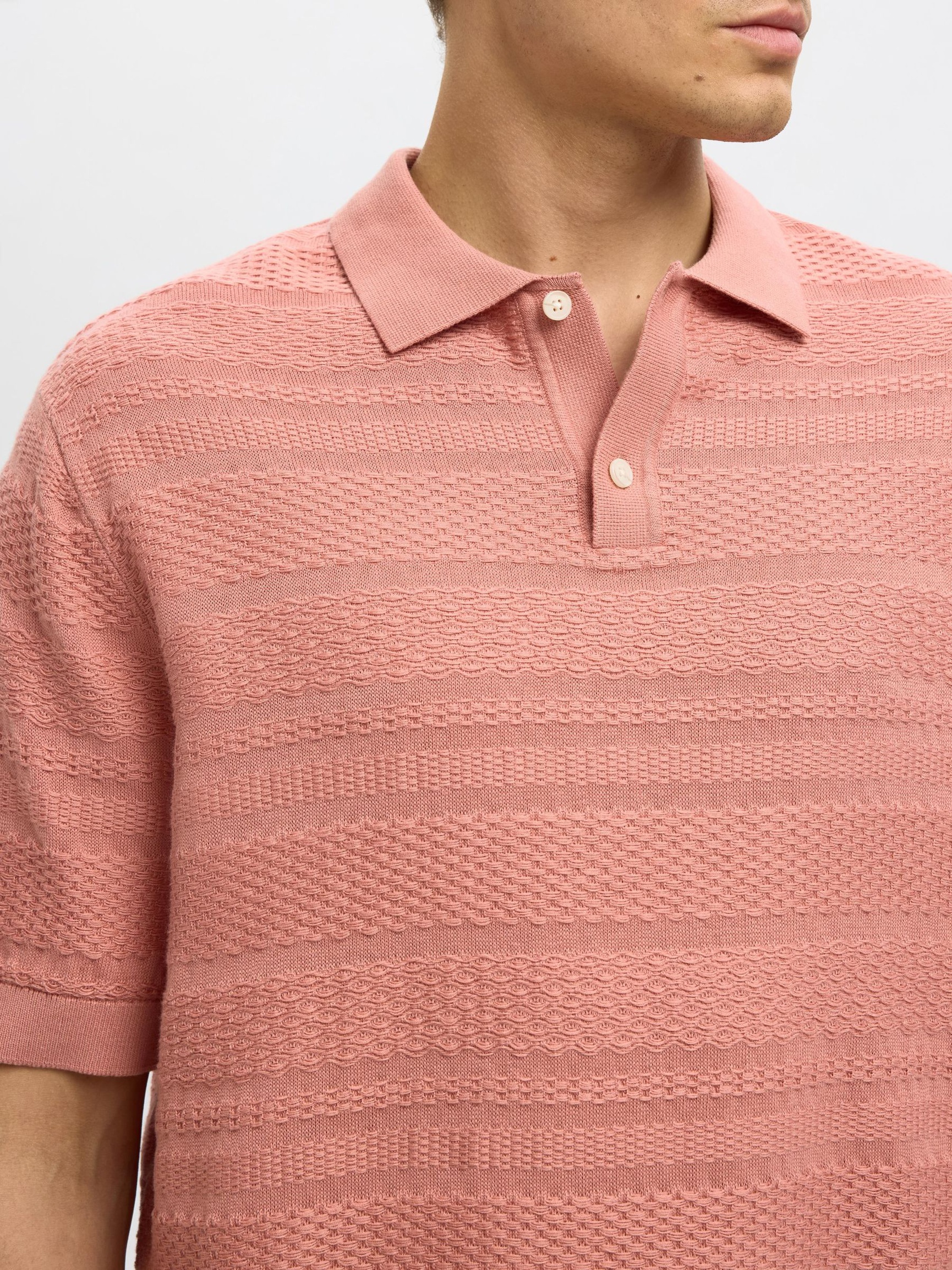 TEXTURÉ POLO EN MAILLE, Rose Dawn, highres