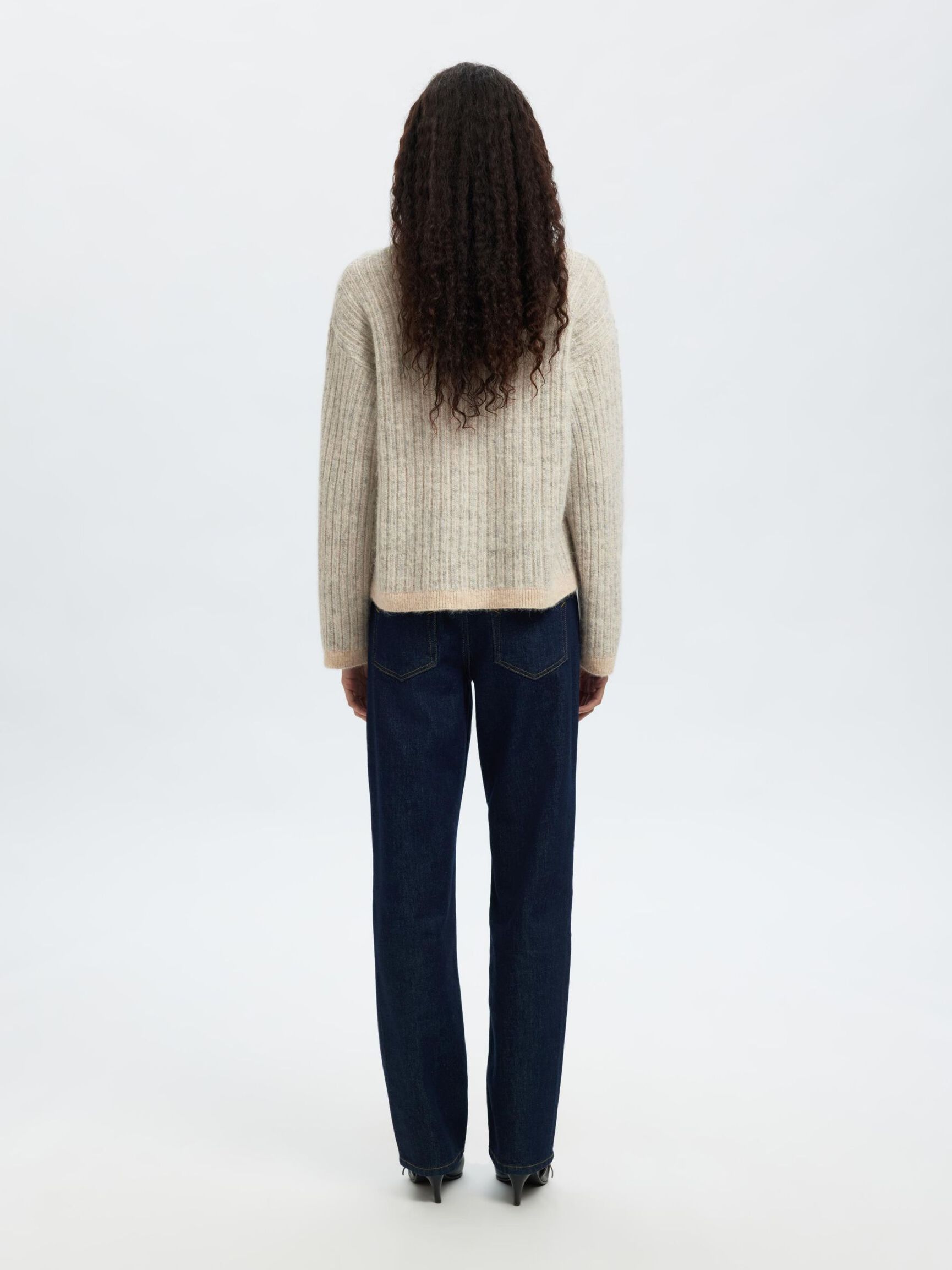 WOOL BLEND KNITTED JUMPER, Birch, highres