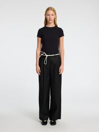 JAMBE EXTRA-LARGE PANTALON TAILLE HAUTE, Black, highres