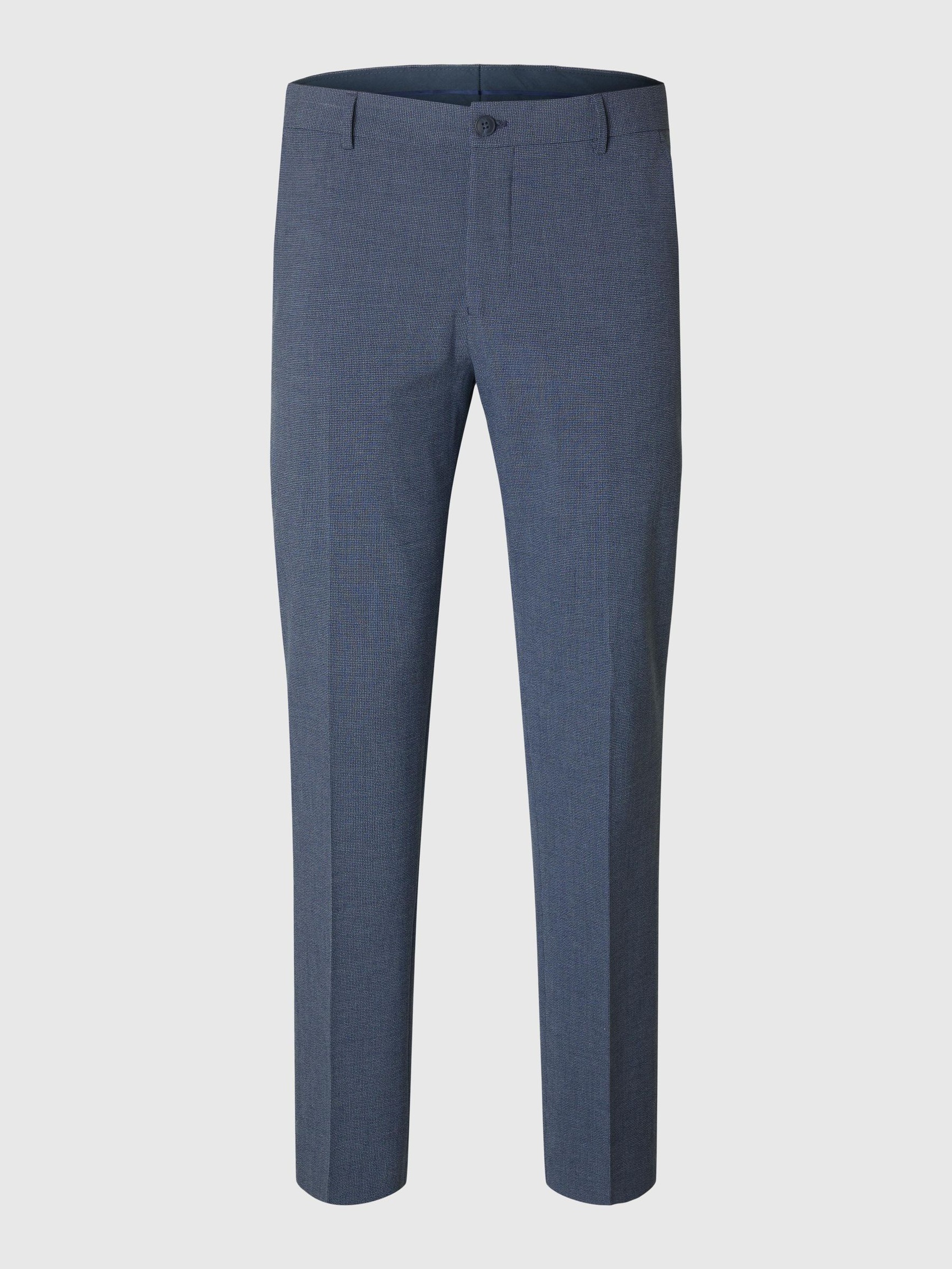 VISCOSE BLEND SLIM FIT SUIT TROUSERS, Dark Blue, highres