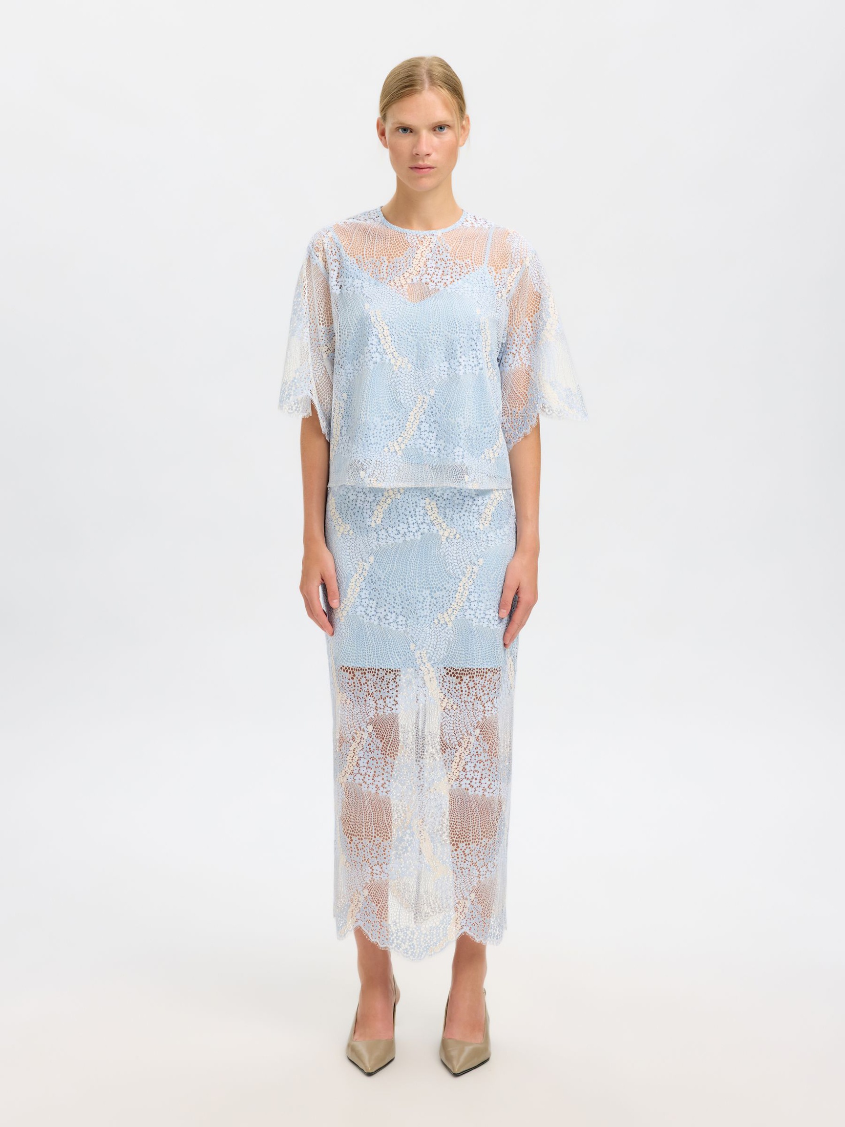 KANT MIDDELLANGE ROK, Cashmere Blue, highres