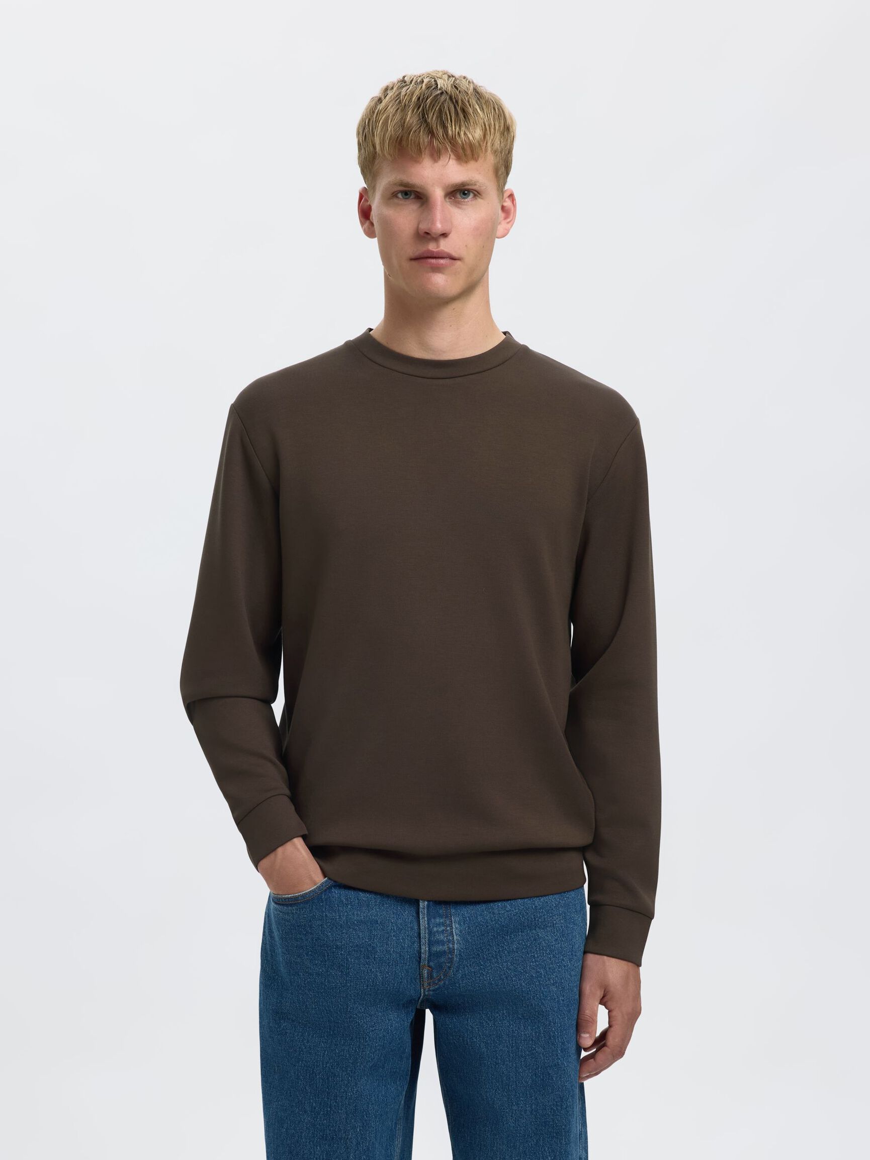 VISCOSE BLEND SWEATSHIRT, Demitasse, highres