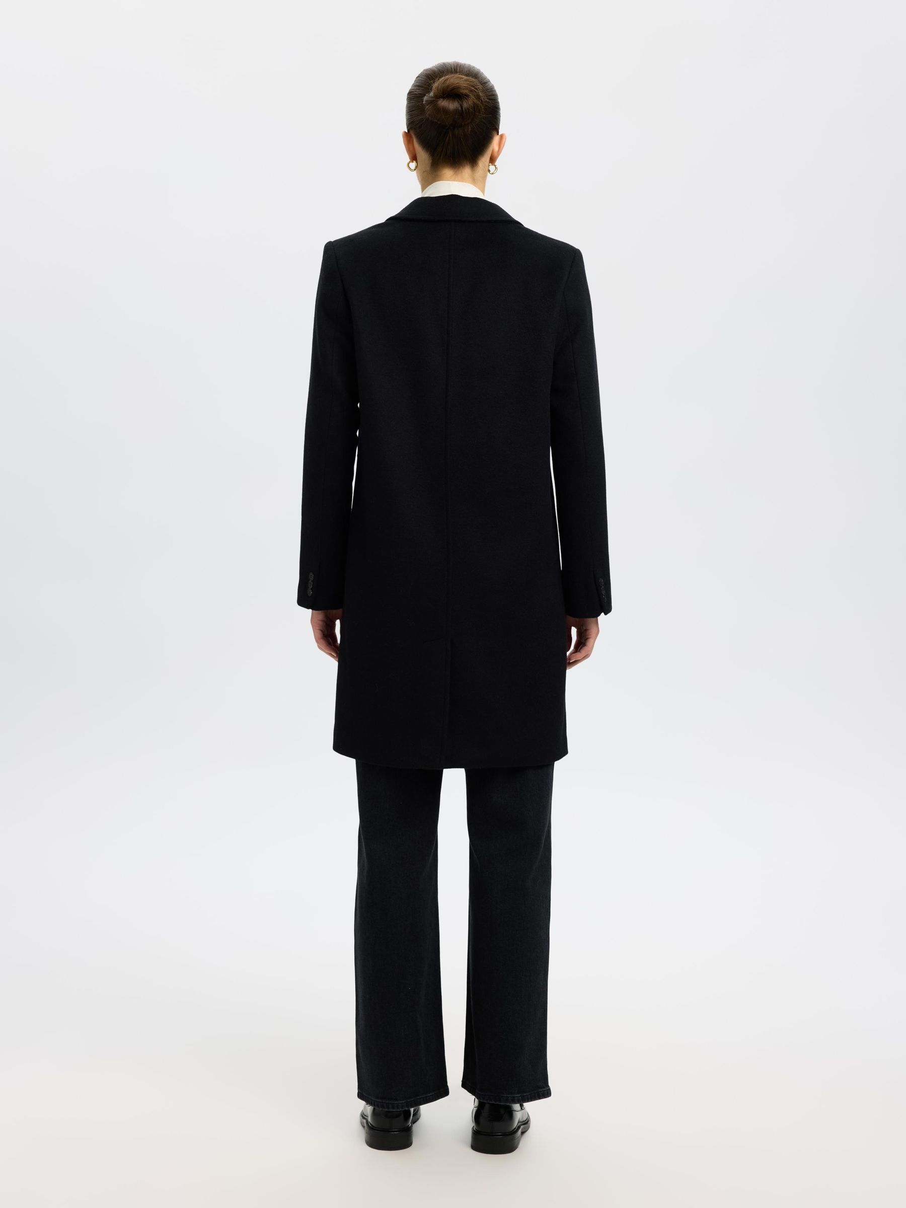 WOOL BLEND COAT | Black | Selected