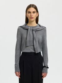 100% MERINO WOOL PULLOVER, Medium Grey Melange, highres