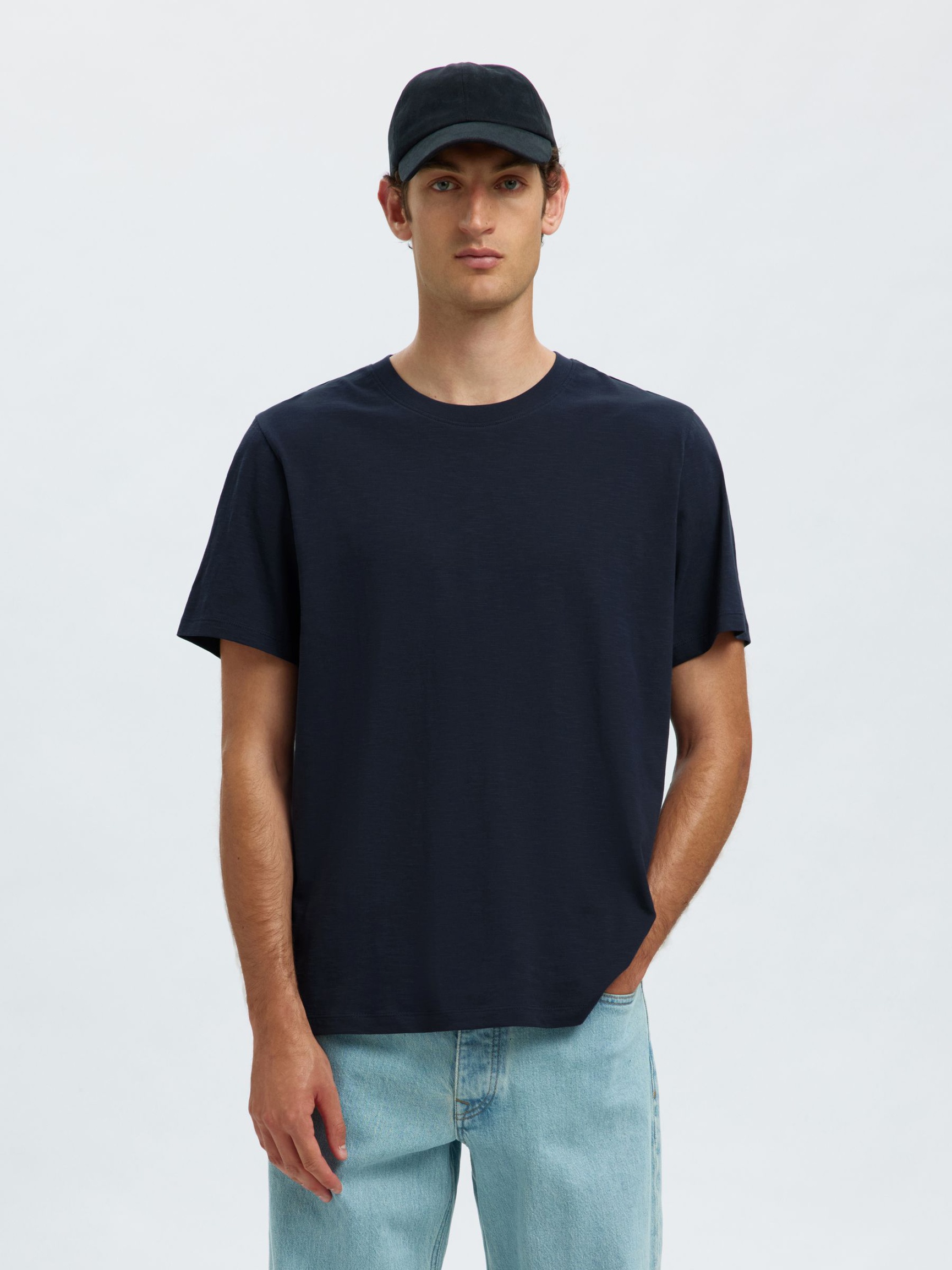 COTTON SLUB T-SHIRT, Navy Blazer, highres