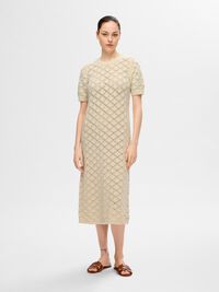 GEBREIDE MAXI JURK, Birch, highres